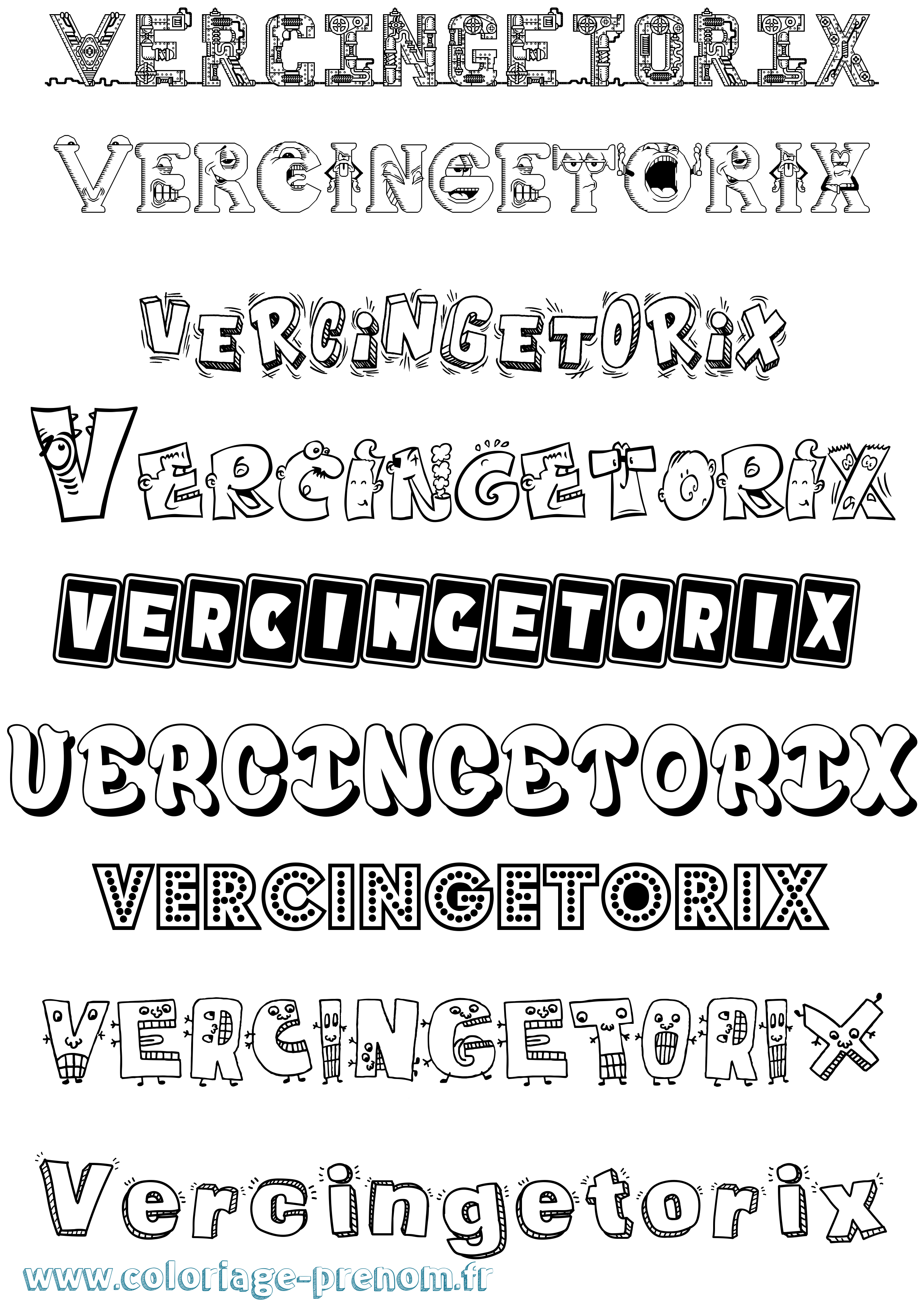 Coloriage Vercingetorix Fun Coloriage prénom Vercingetorix Fun