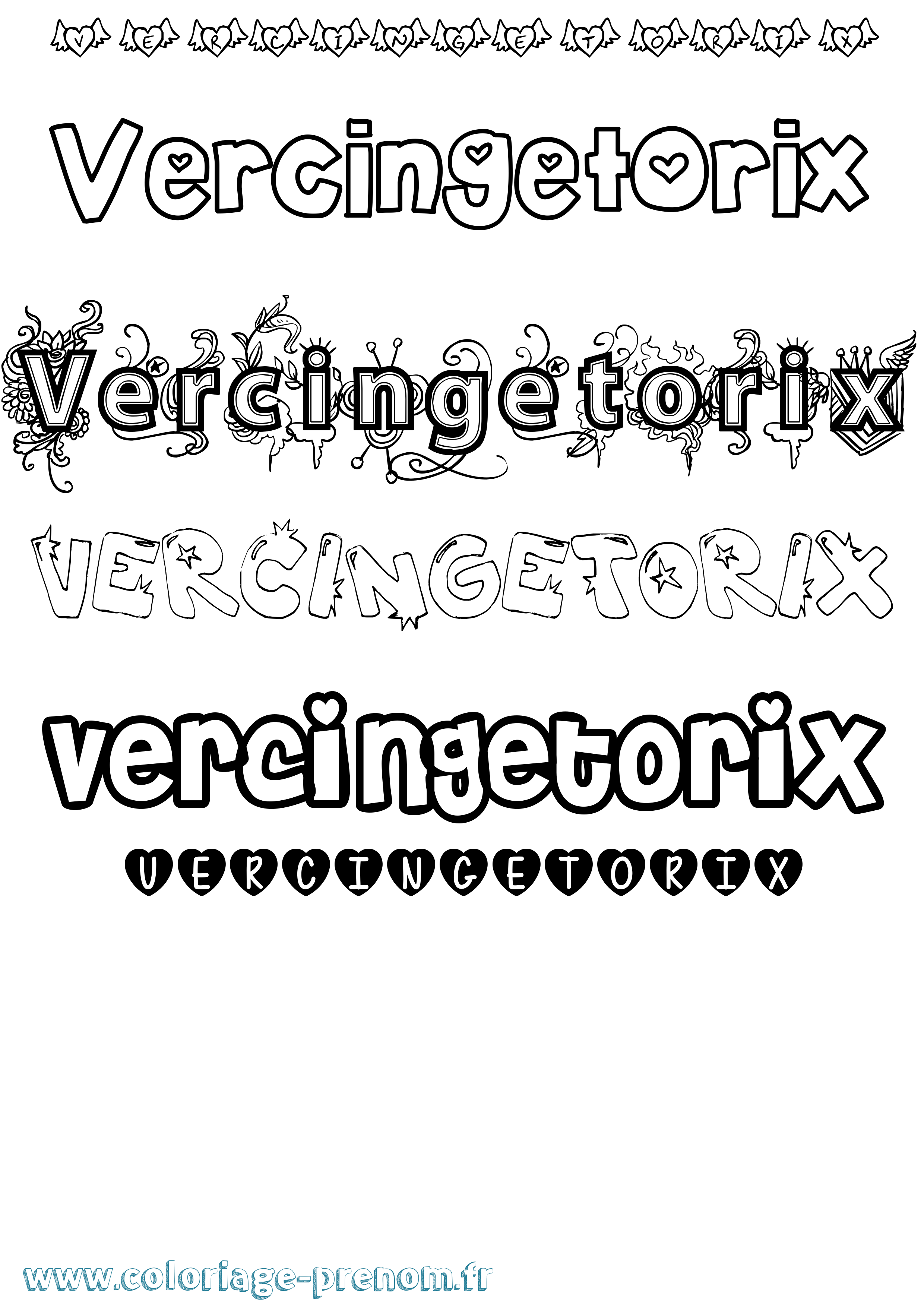 Coloriage Vercingetorix Girly Coloriage prénom Vercingetorix Girly