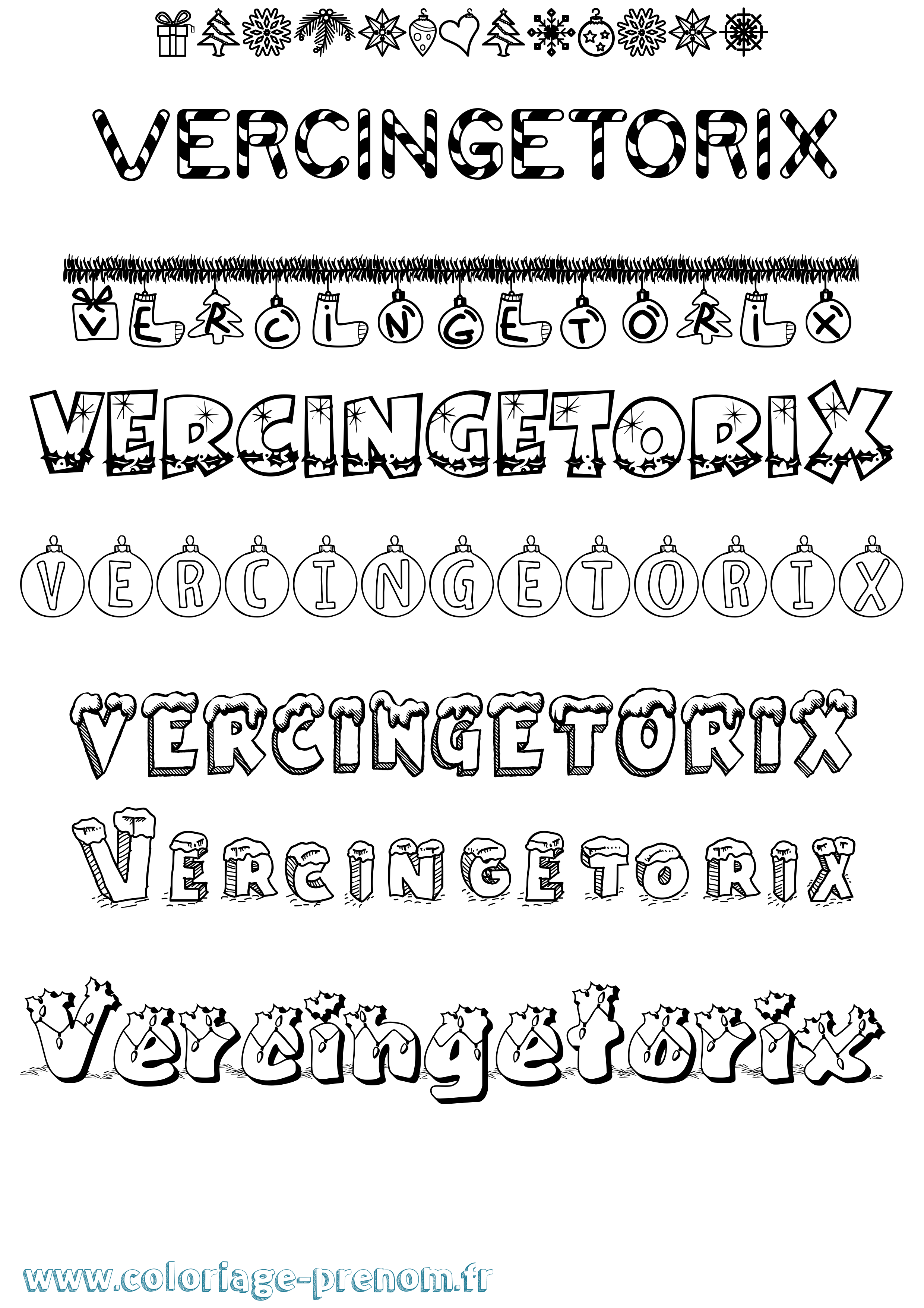 Coloriage Vercingetorix Noël Coloriage prénom Vercingetorix Noël