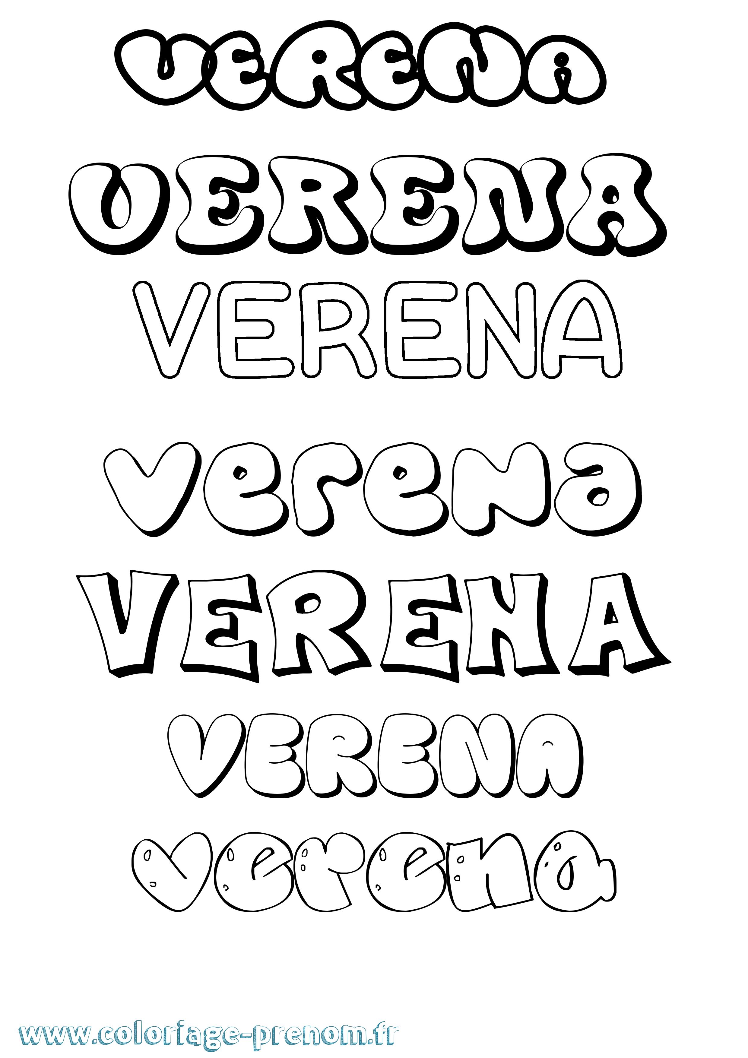 Coloriage Verena Bubble Coloriage prénom Verena Bubble