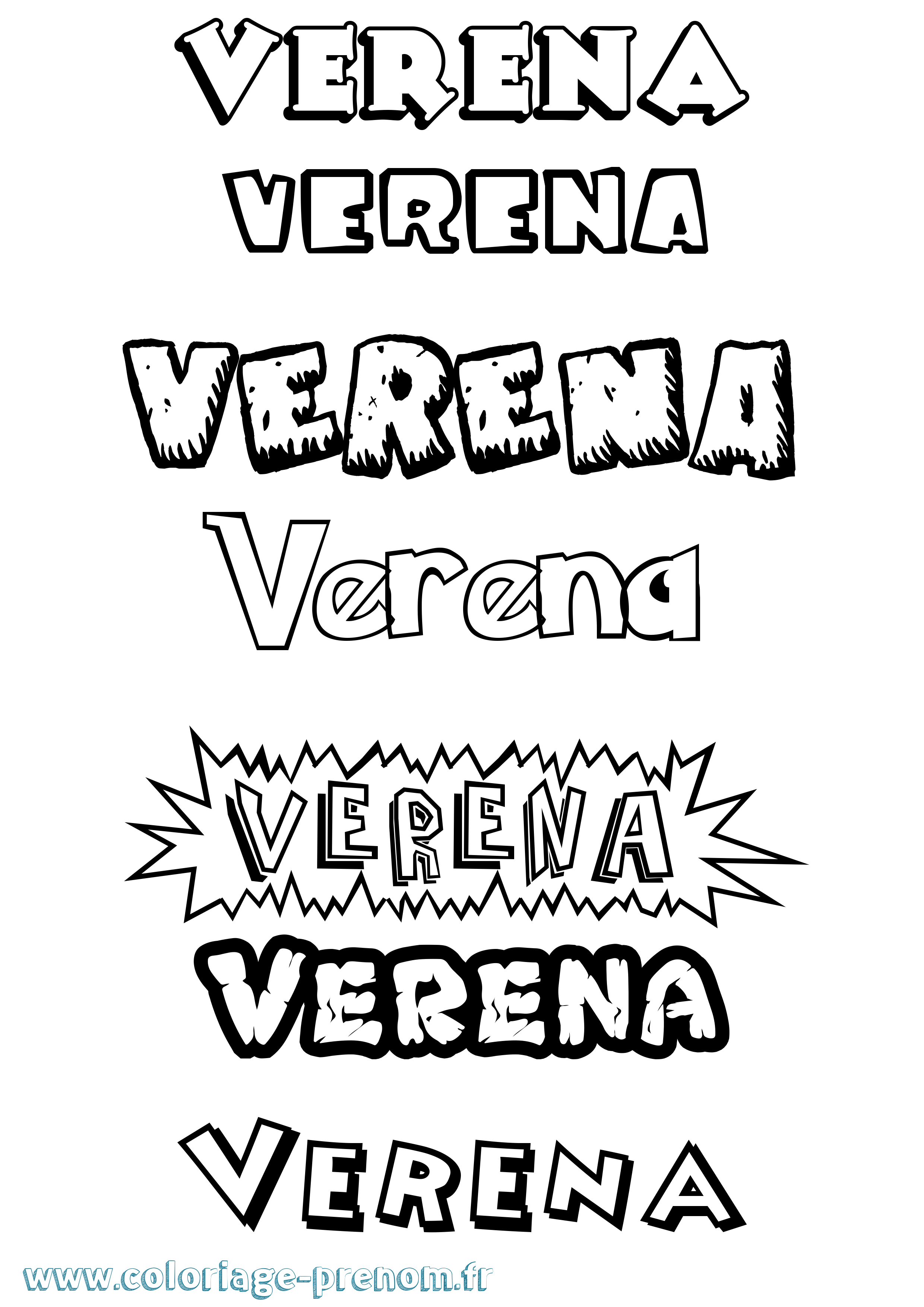 Coloriage Verena Dessin Animé Coloriage prénom Verena Dessin Animé