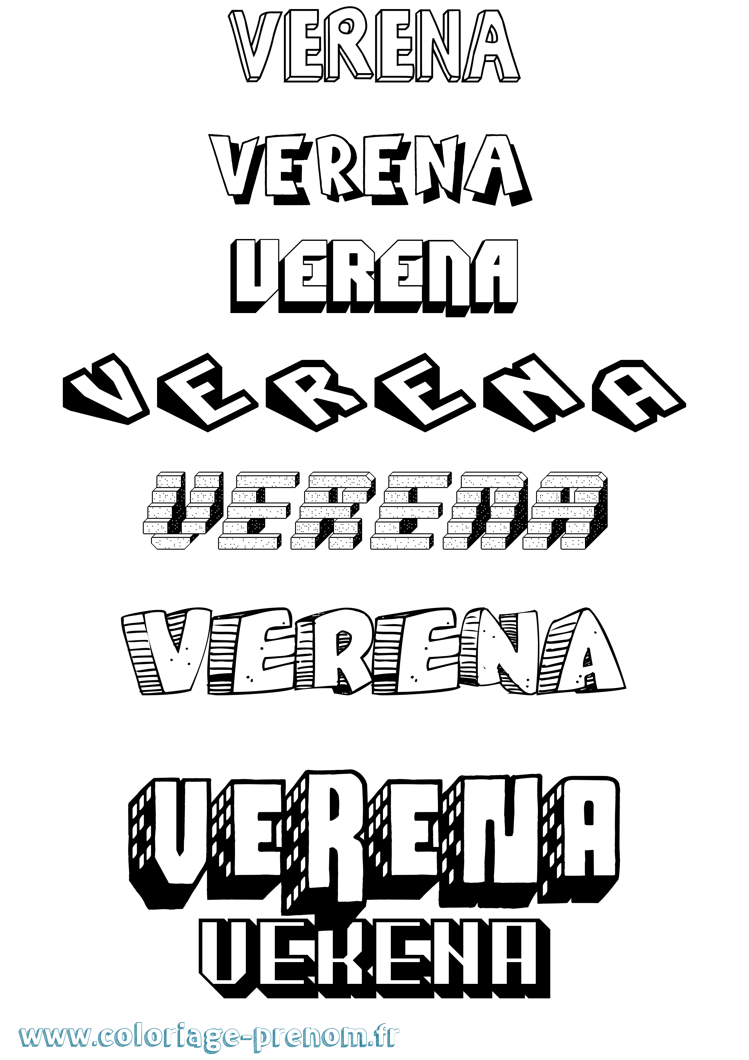 Coloriage Verena Effet 3D Coloriage prénom Verena Effet 3D