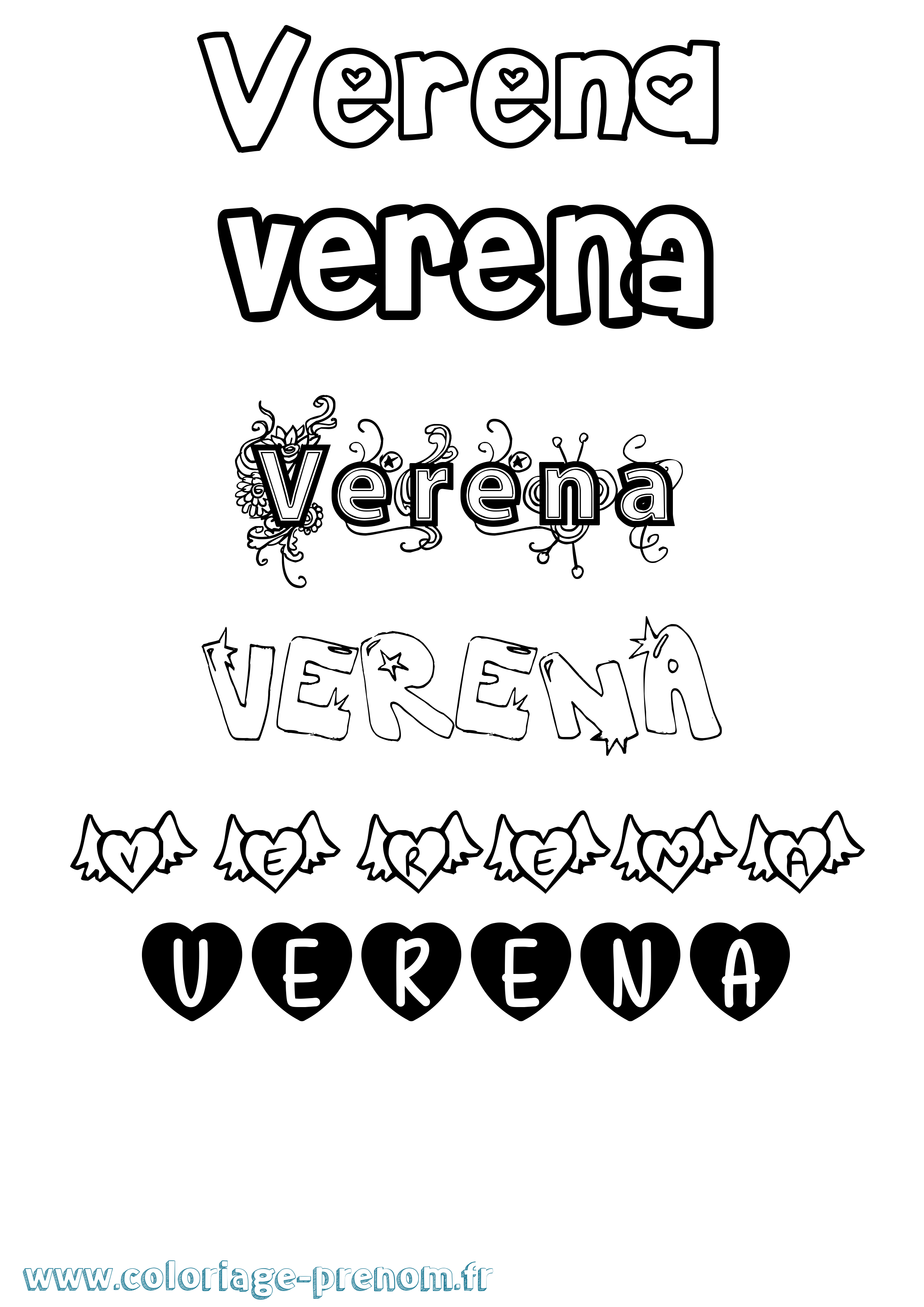 Coloriage Verena Girly Coloriage prénom Verena Girly
