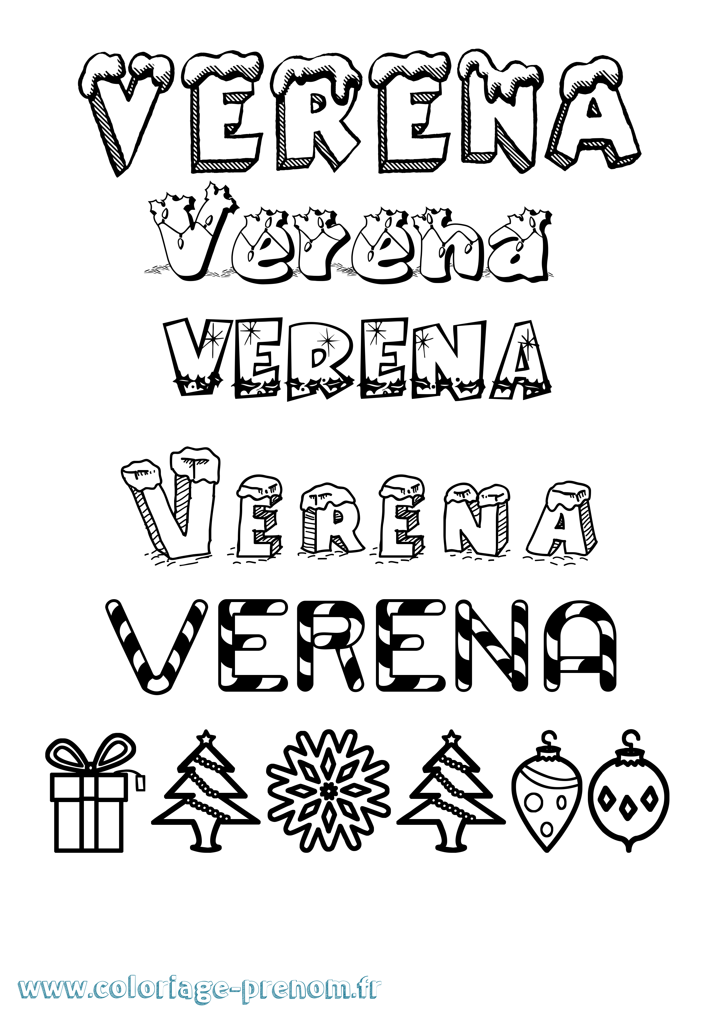 Coloriage Verena Noël Coloriage prénom Verena Noël
