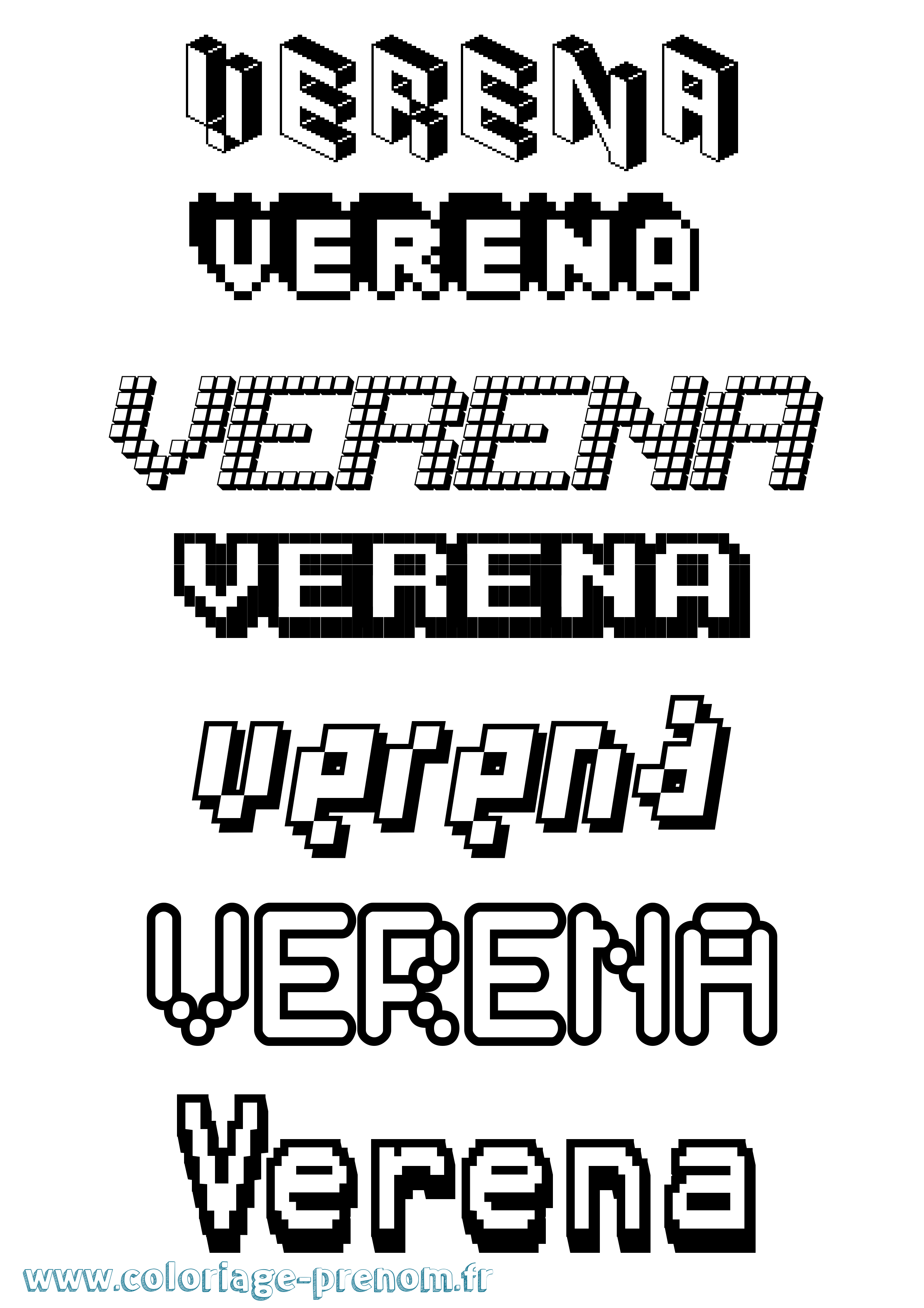 Coloriage Verena Pixel Coloriage prénom Verena Pixel