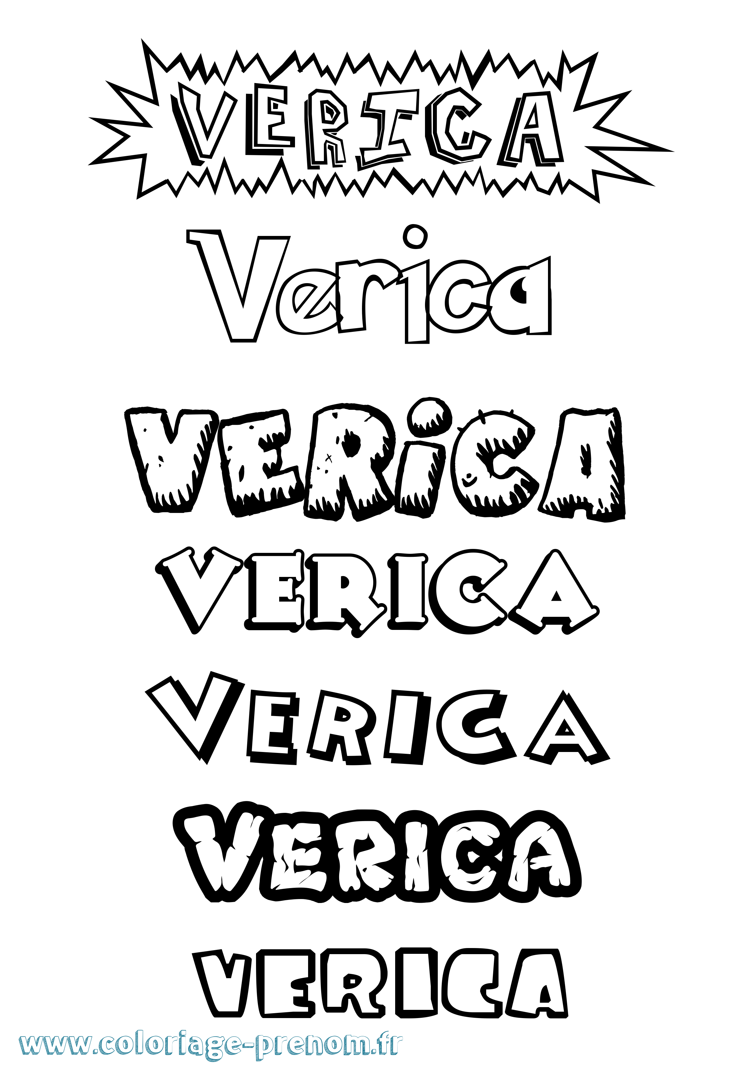 Coloriage Verica Dessin Animé Coloriage prénom Verica Dessin Animé