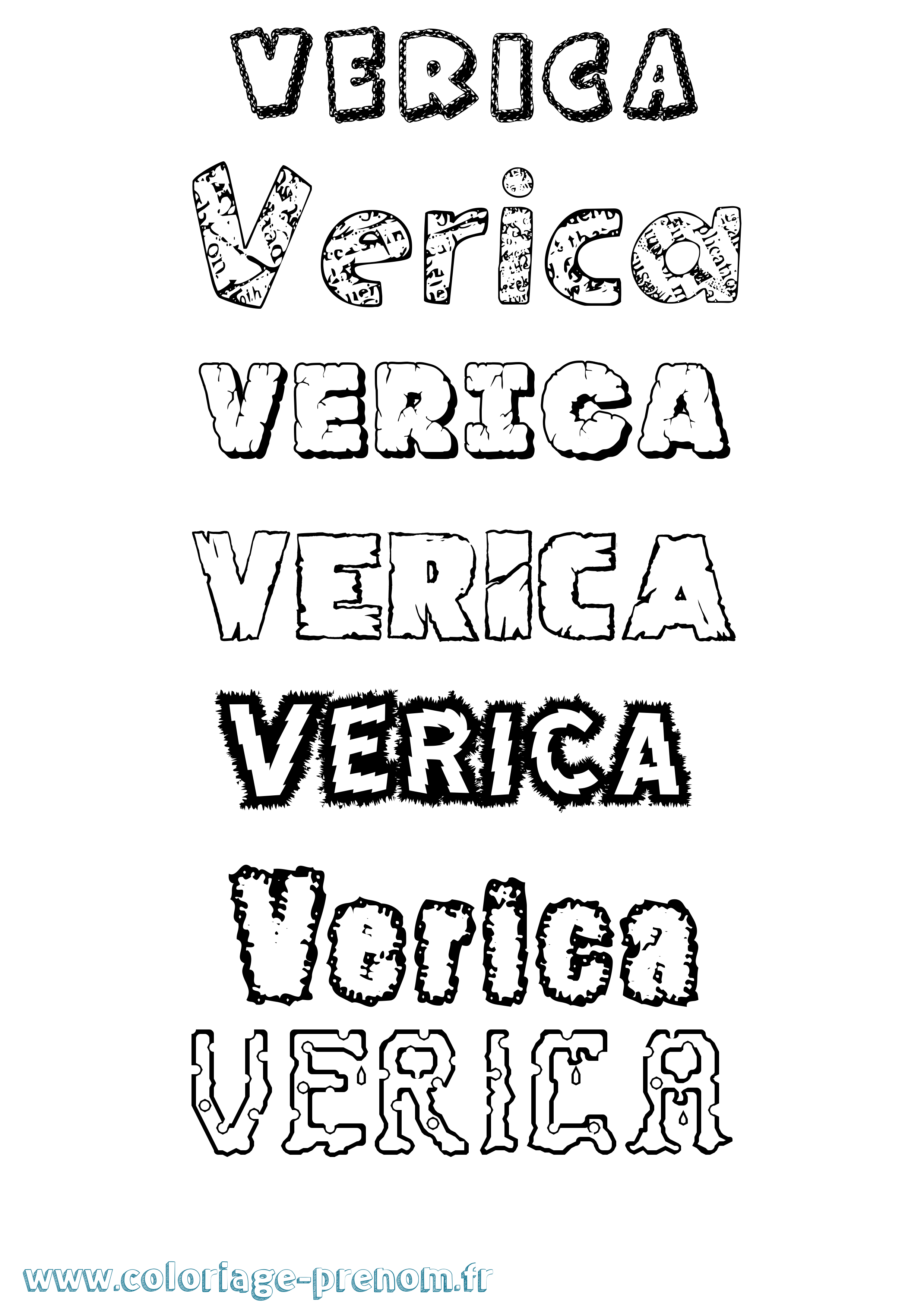 Coloriage Verica Destructuré Coloriage prénom Verica Destructuré
