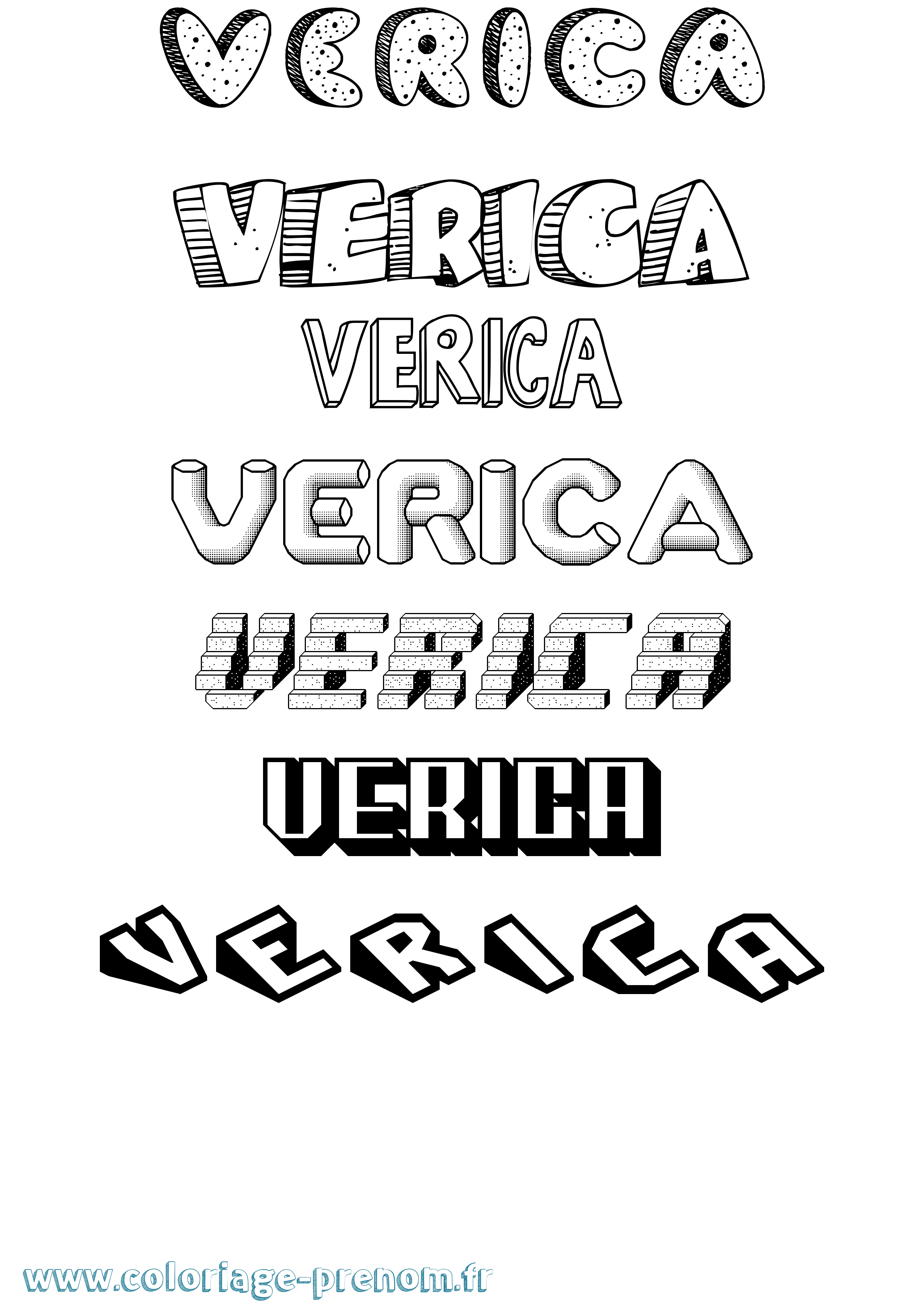 Coloriage Verica Effet 3D Coloriage prénom Verica Effet 3D