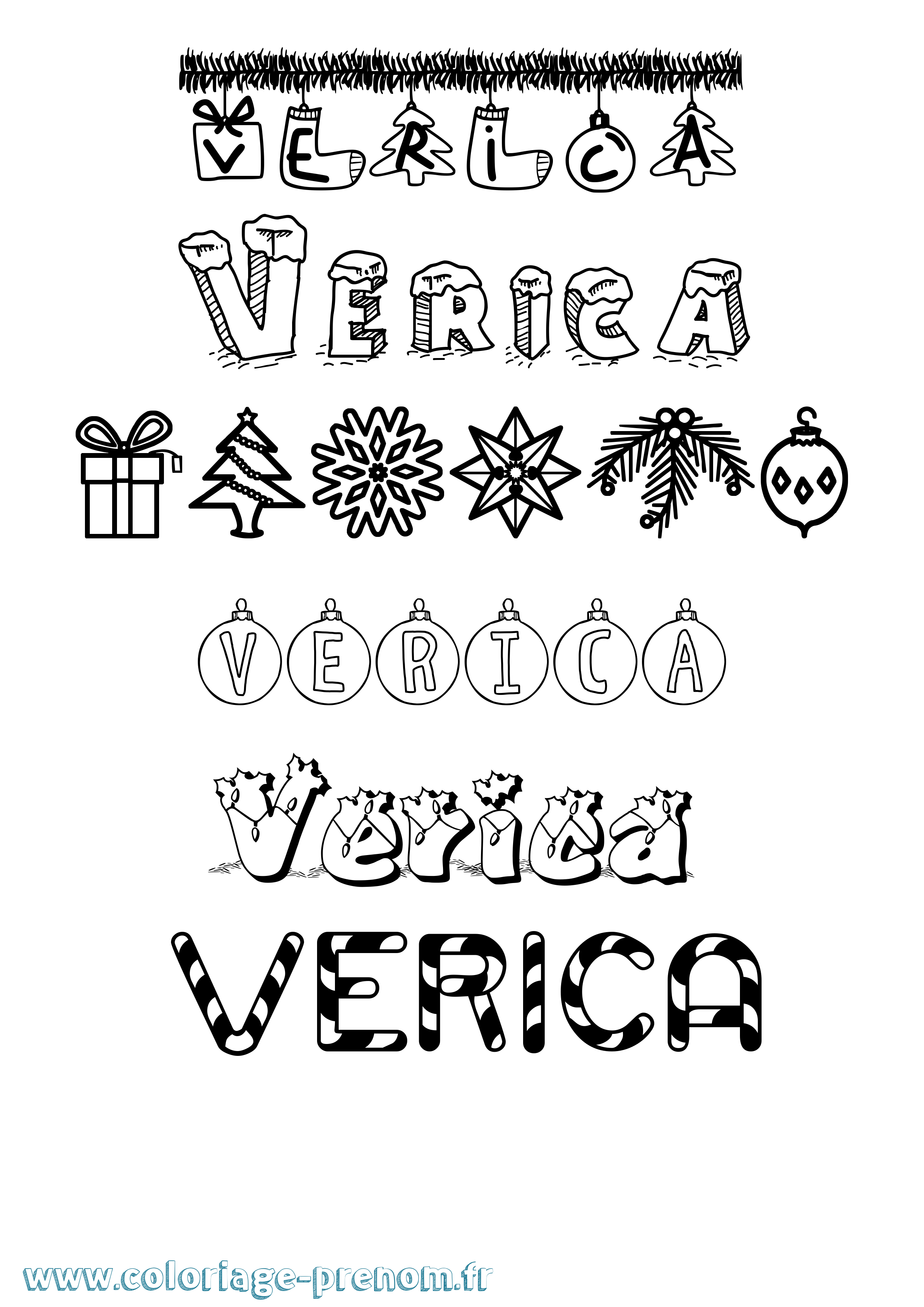Coloriage Verica Noël Coloriage prénom Verica Noël