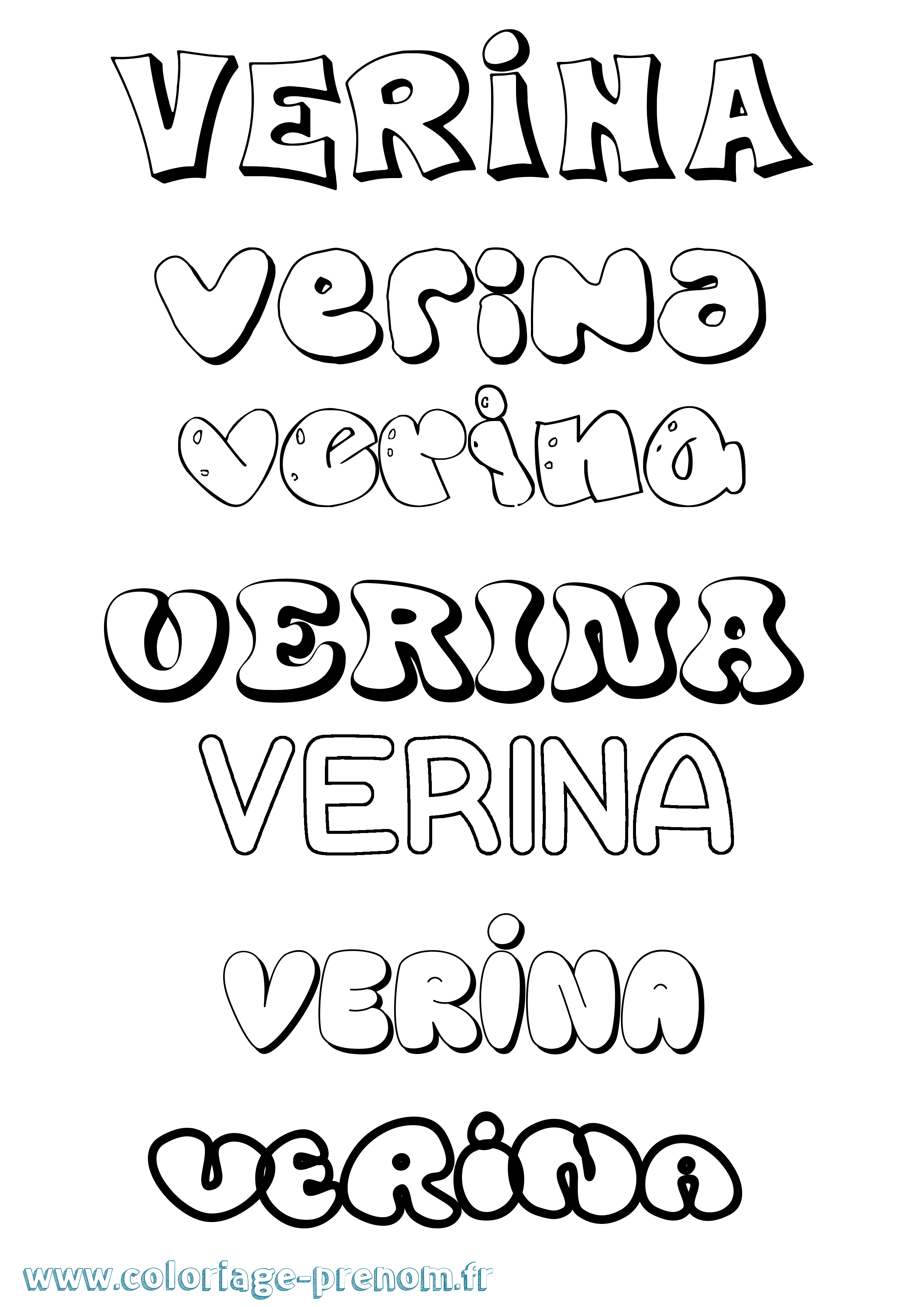 Coloriage Verina Bubble Coloriage prénom Verina Bubble
