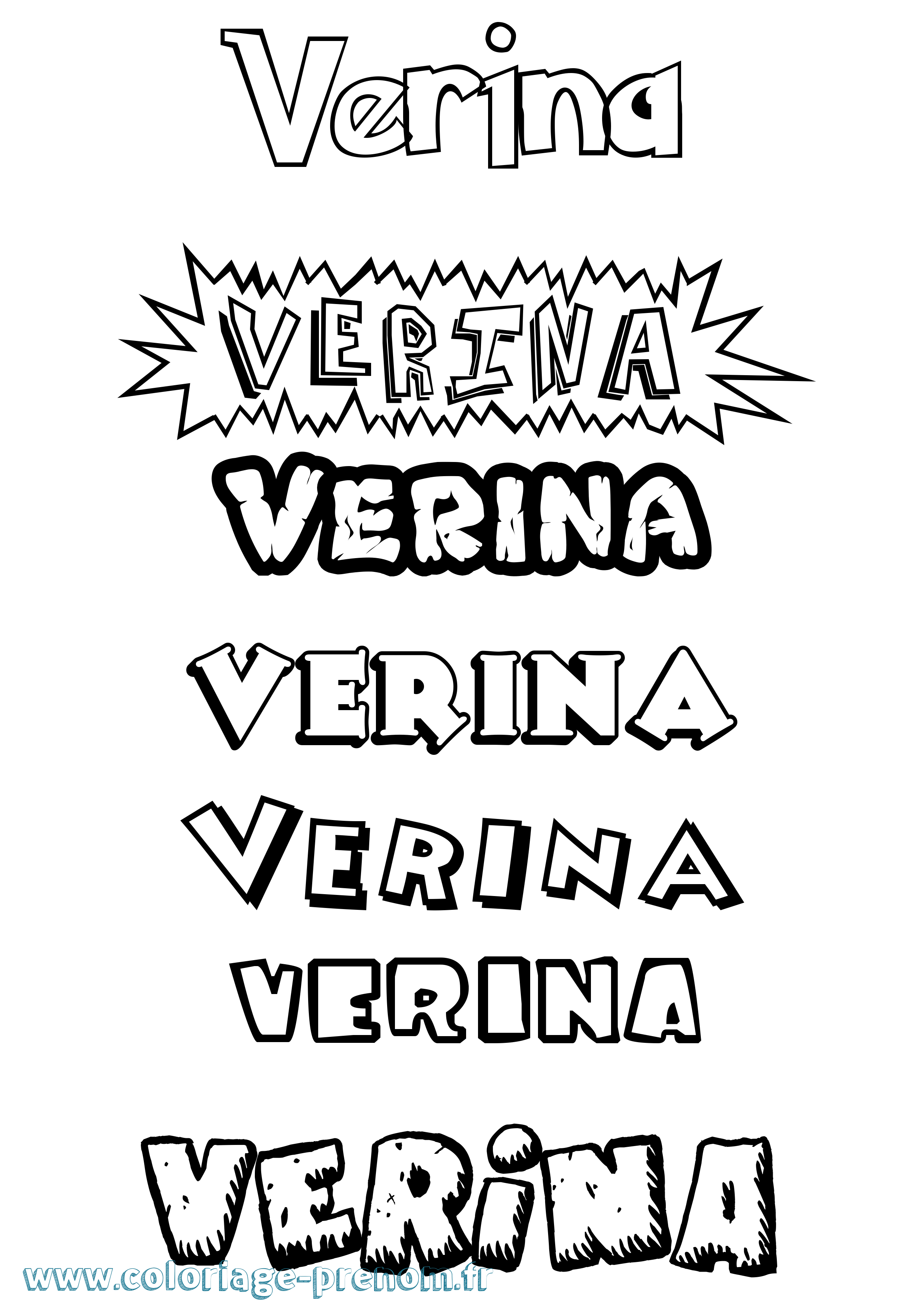 Coloriage Verina Dessin Animé Coloriage prénom Verina Dessin Animé