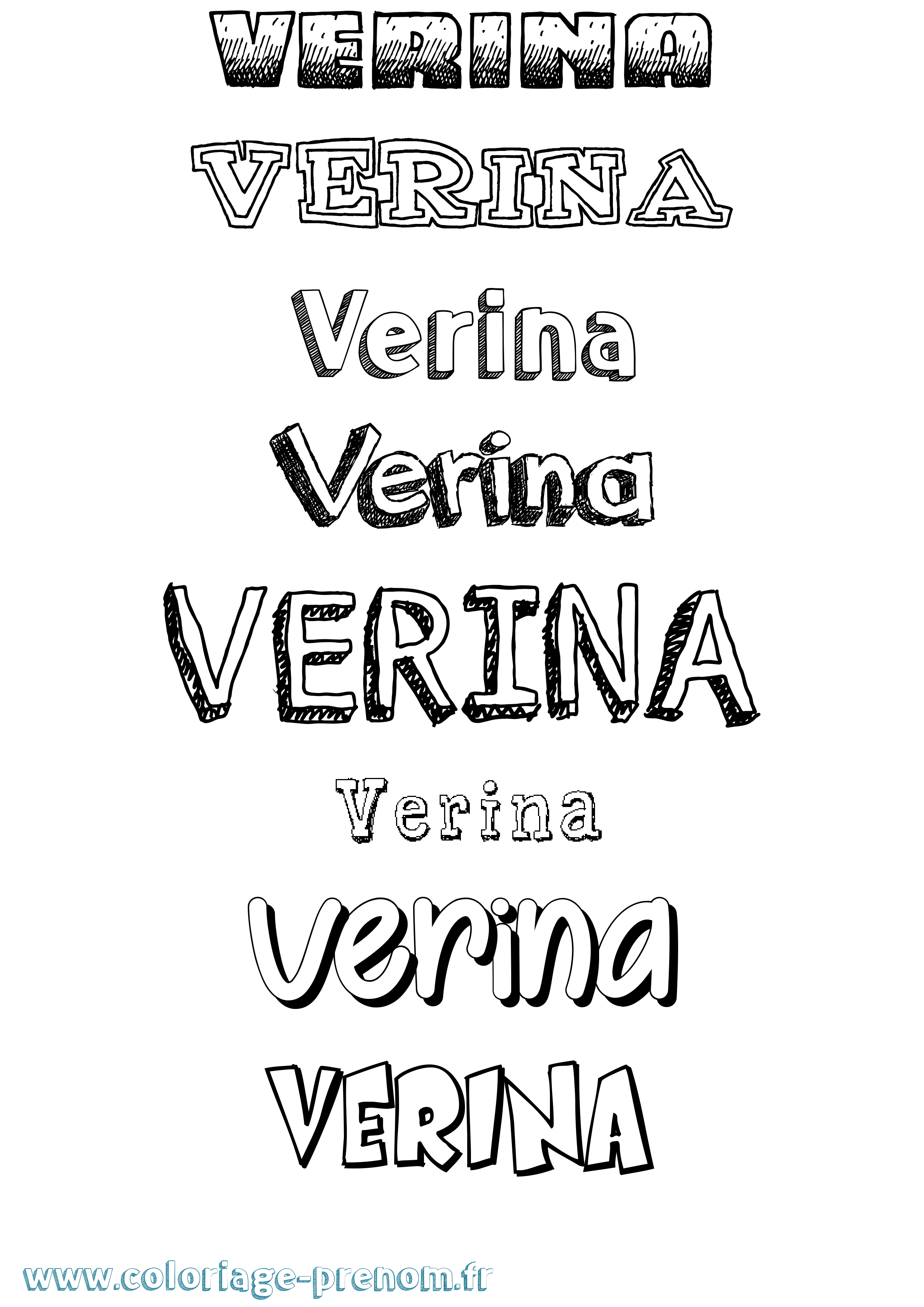 Coloriage Verina Dessiné Coloriage prénom Verina Dessiné