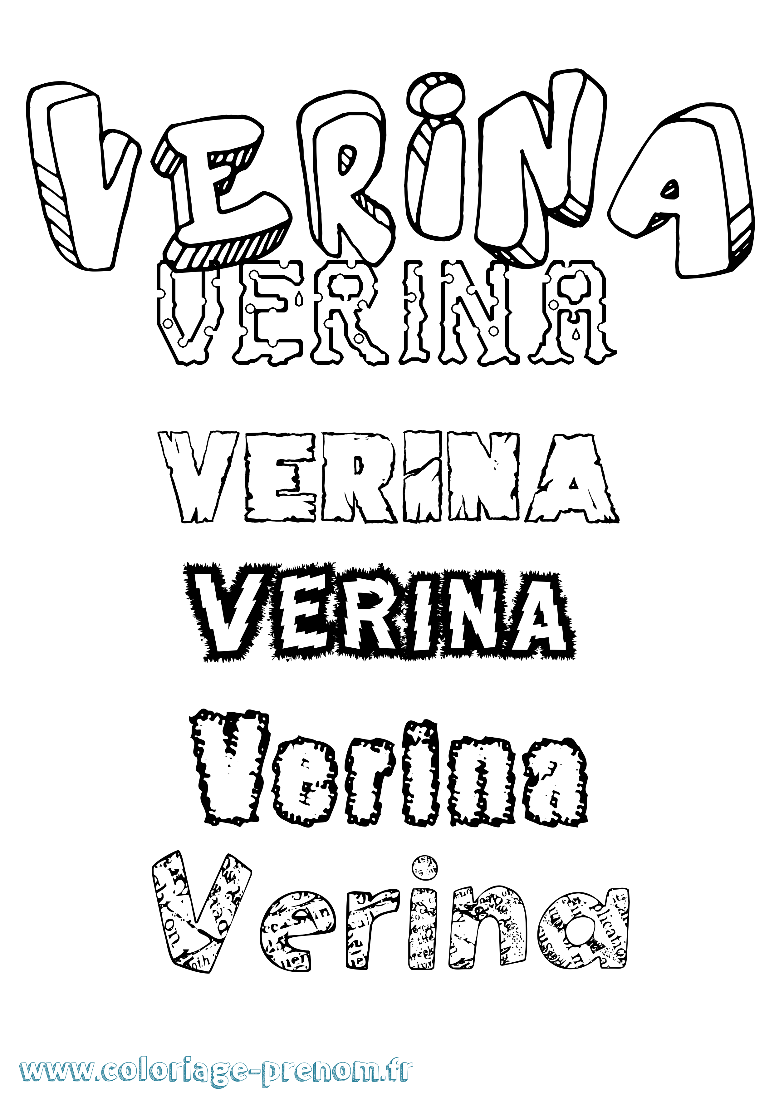 Coloriage Verina Destructuré Coloriage prénom Verina Destructuré