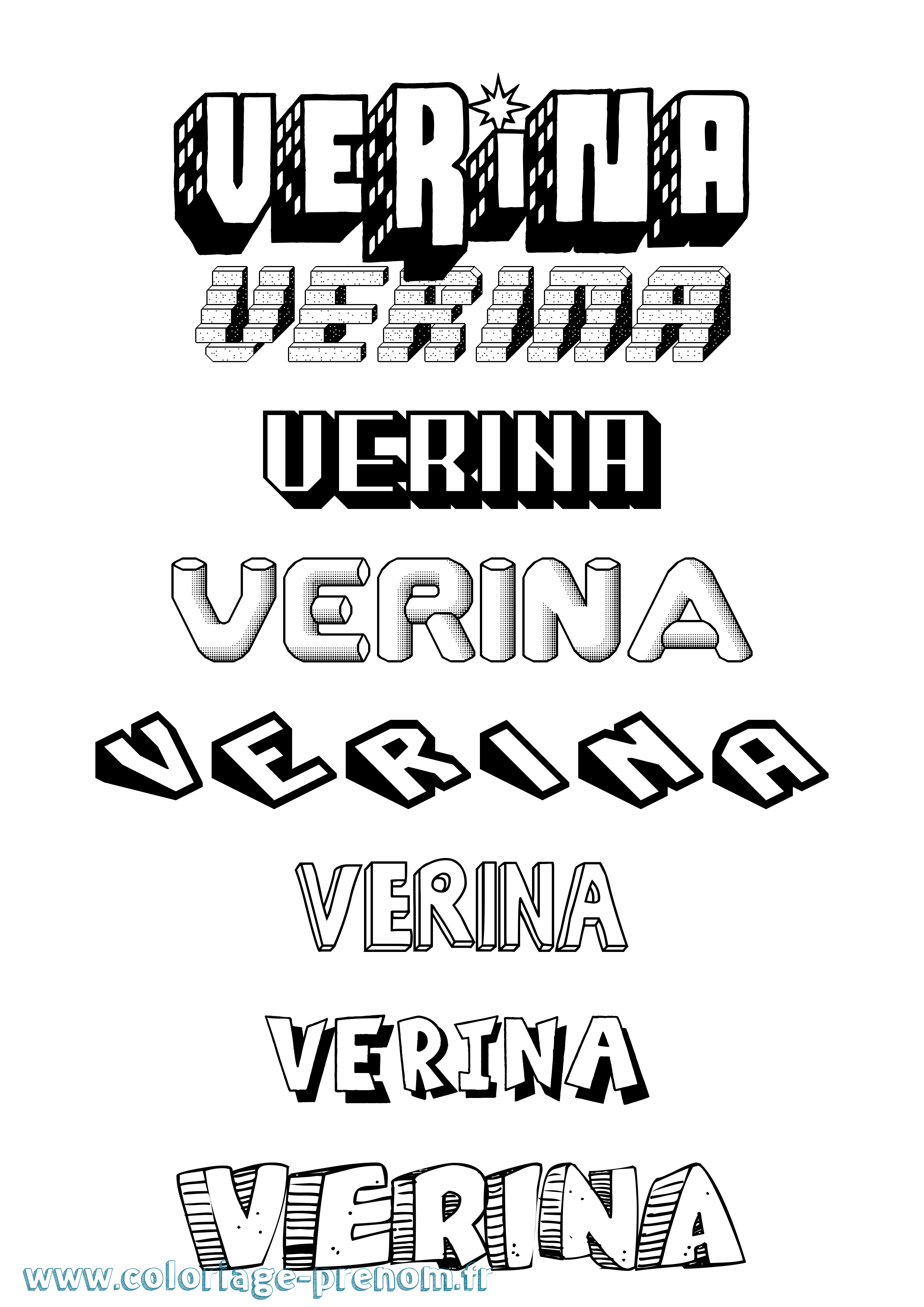 Coloriage Verina Effet 3D Coloriage prénom Verina Effet 3D