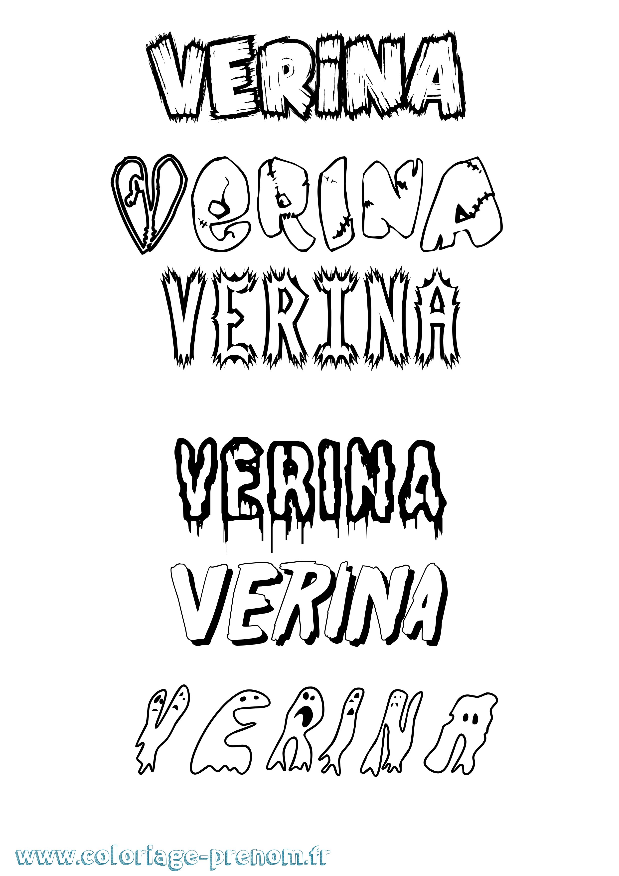 Coloriage Verina Frisson Coloriage prénom Verina Frisson