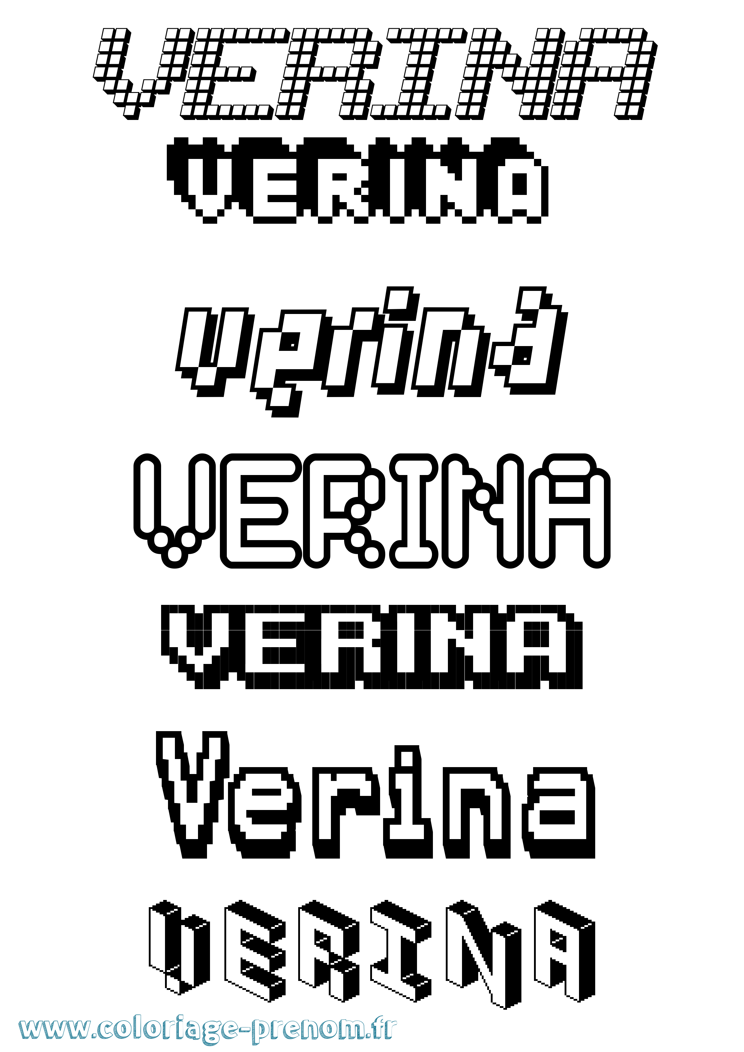 Coloriage Verina Pixel Coloriage prénom Verina Pixel
