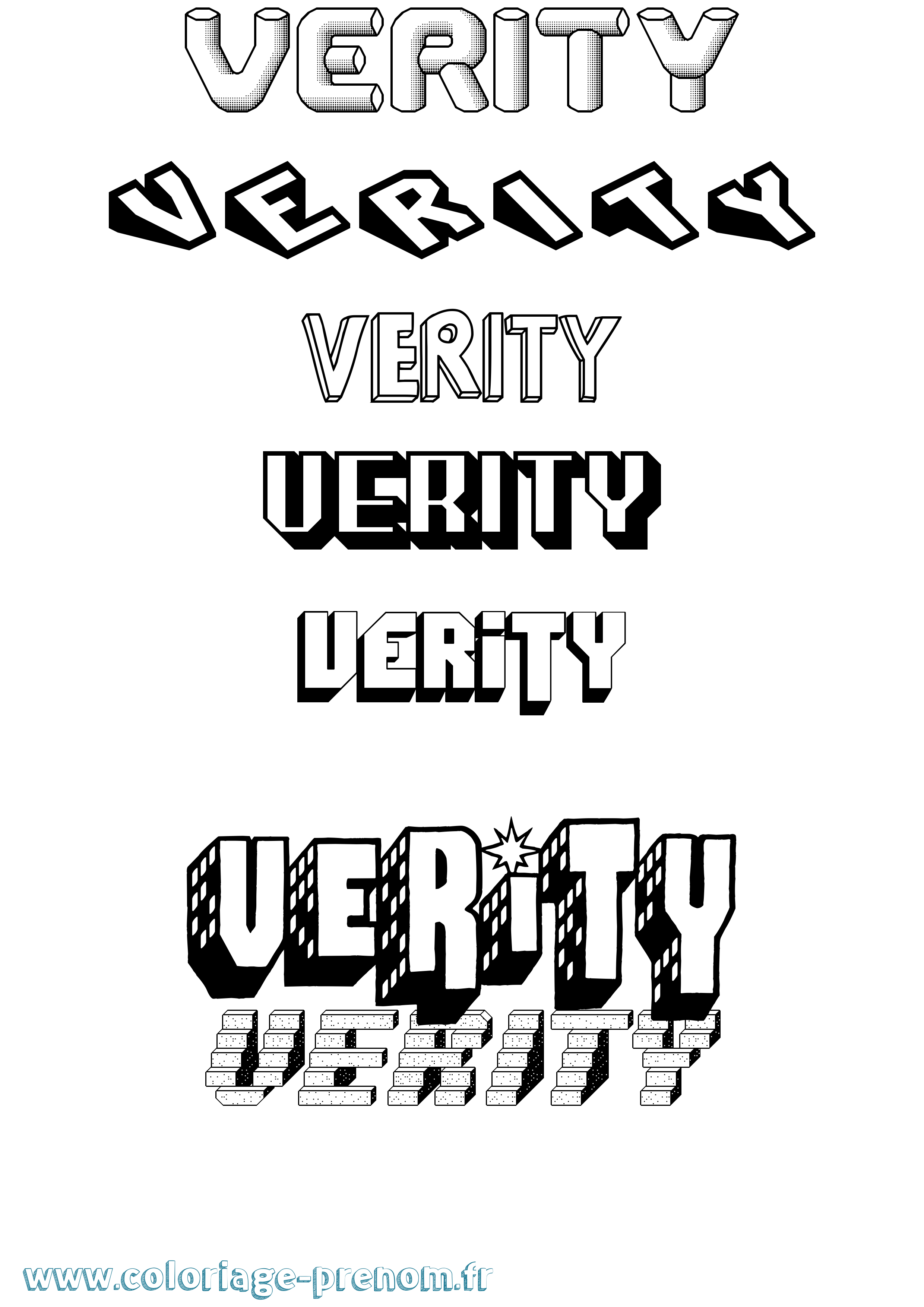 Coloriage Verity Effet 3D Coloriage prénom Verity Effet 3D