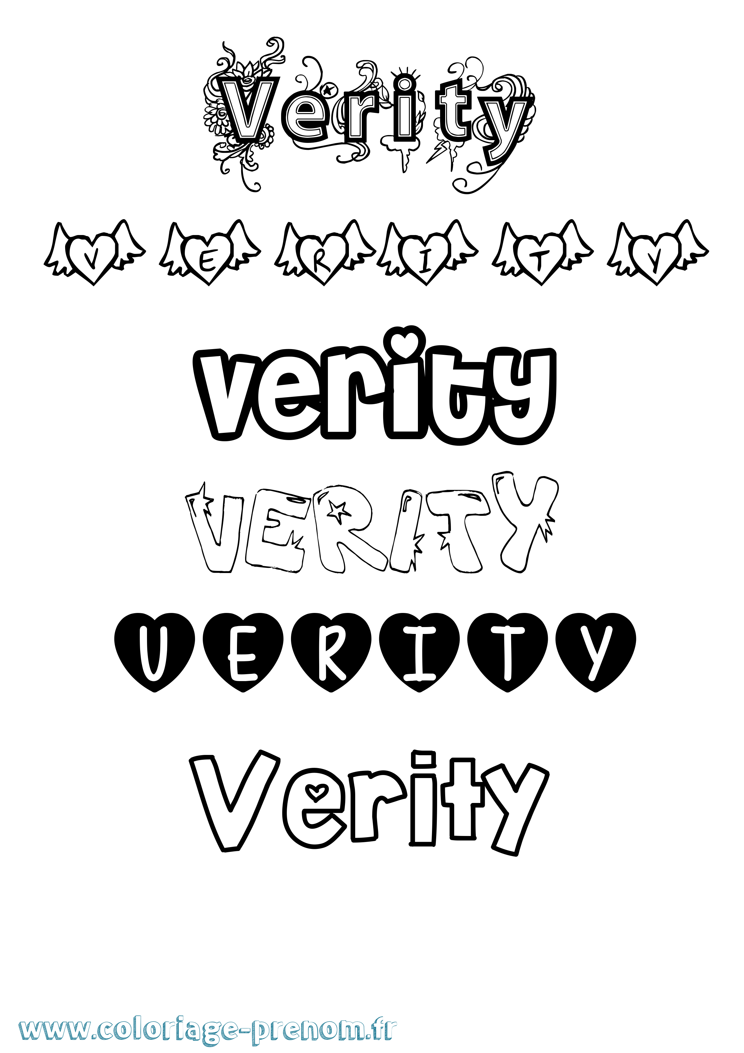 Coloriage Verity Girly Coloriage prénom Verity Girly