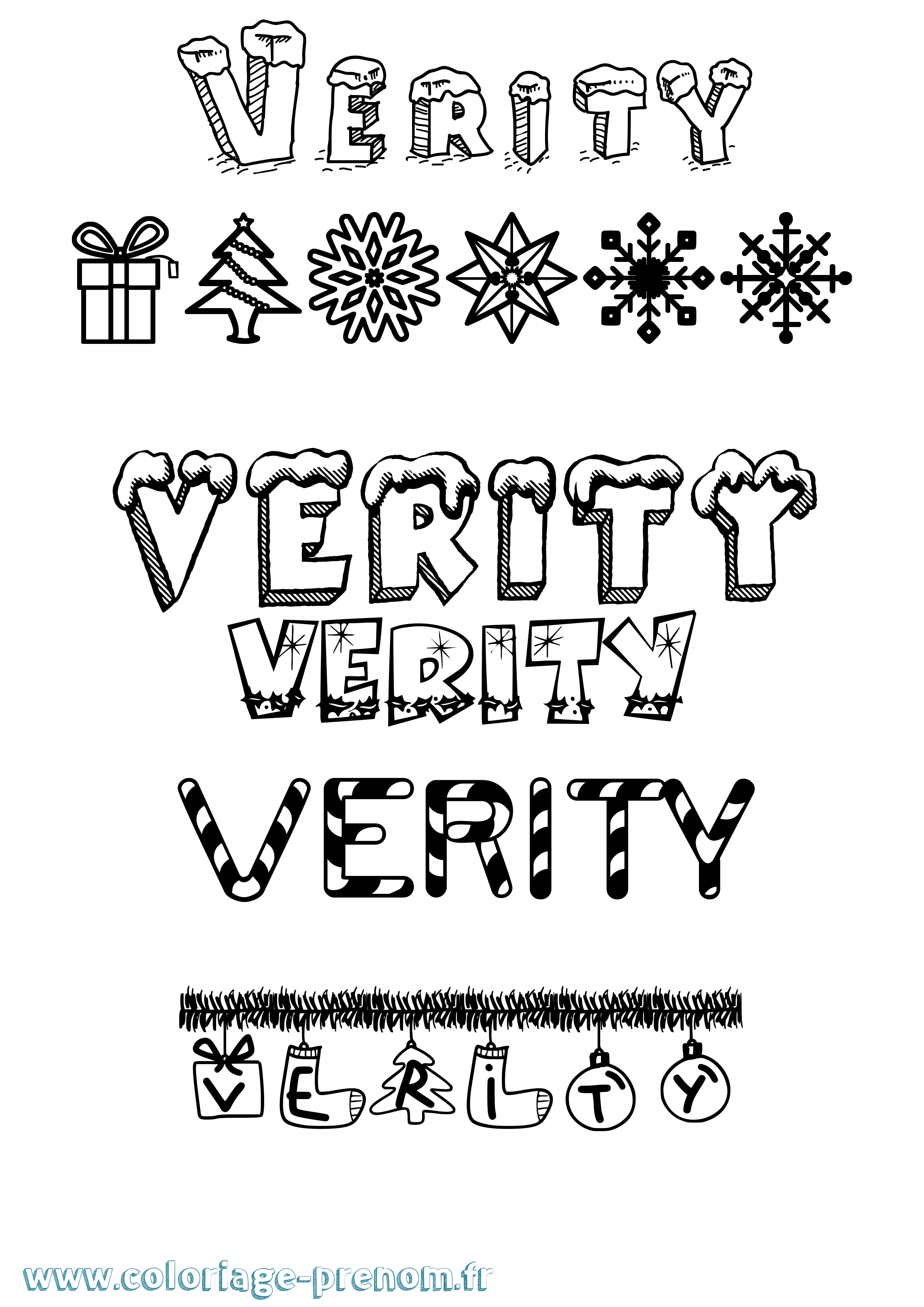 Coloriage Verity Noël Coloriage prénom Verity Noël