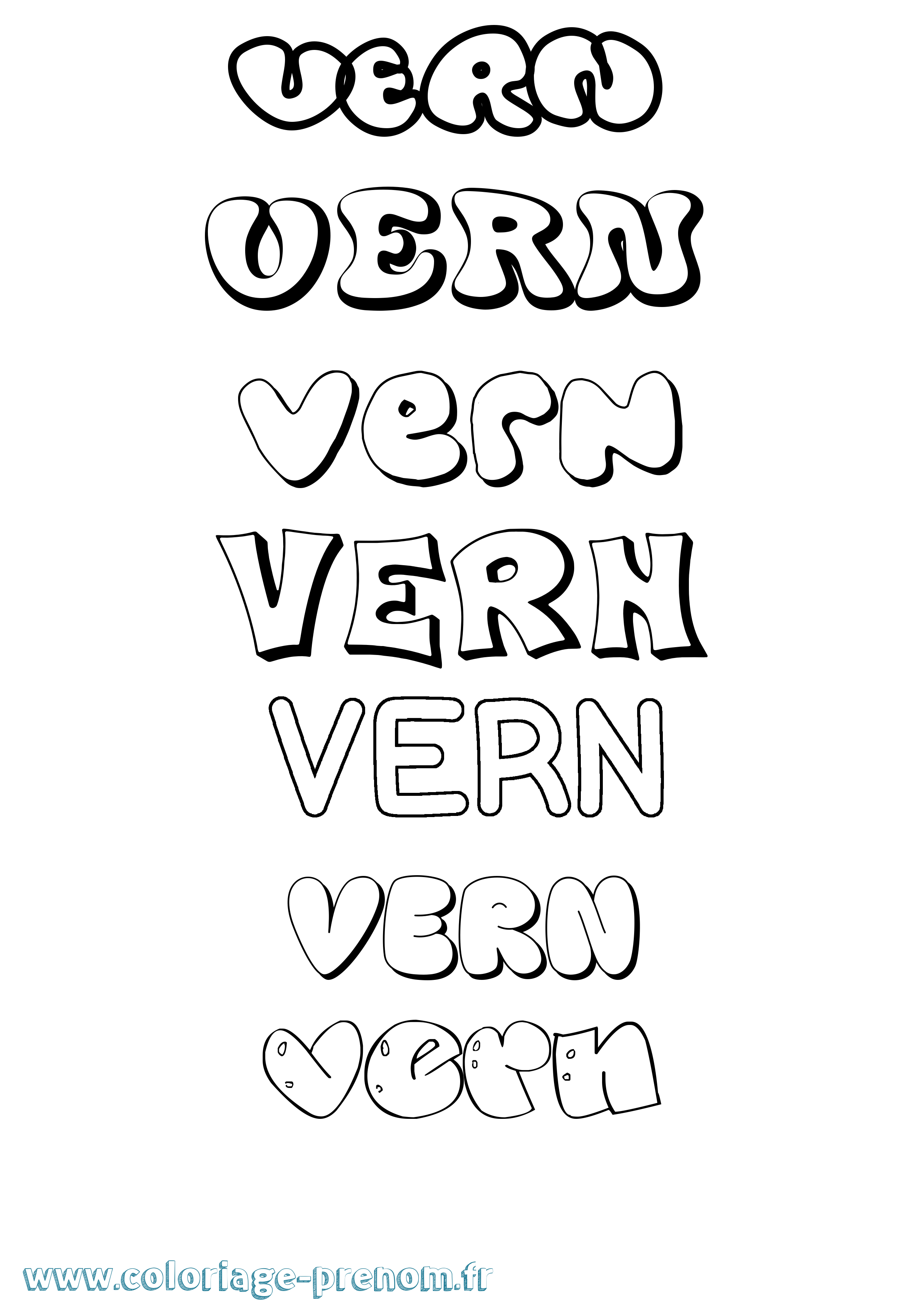 Coloriage Vern Bubble Coloriage prénom Vern Bubble