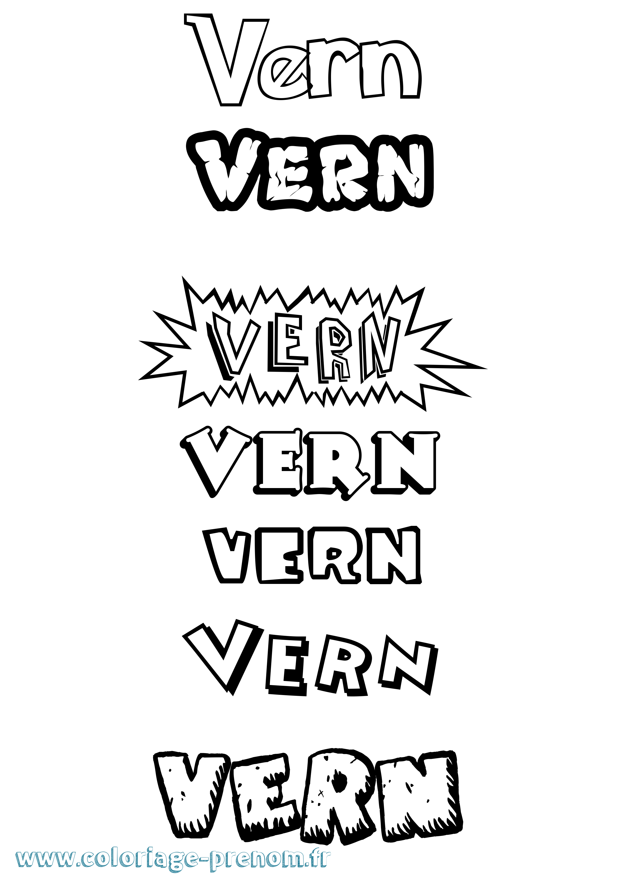 Coloriage Vern Dessin Animé Coloriage prénom Vern Dessin Animé