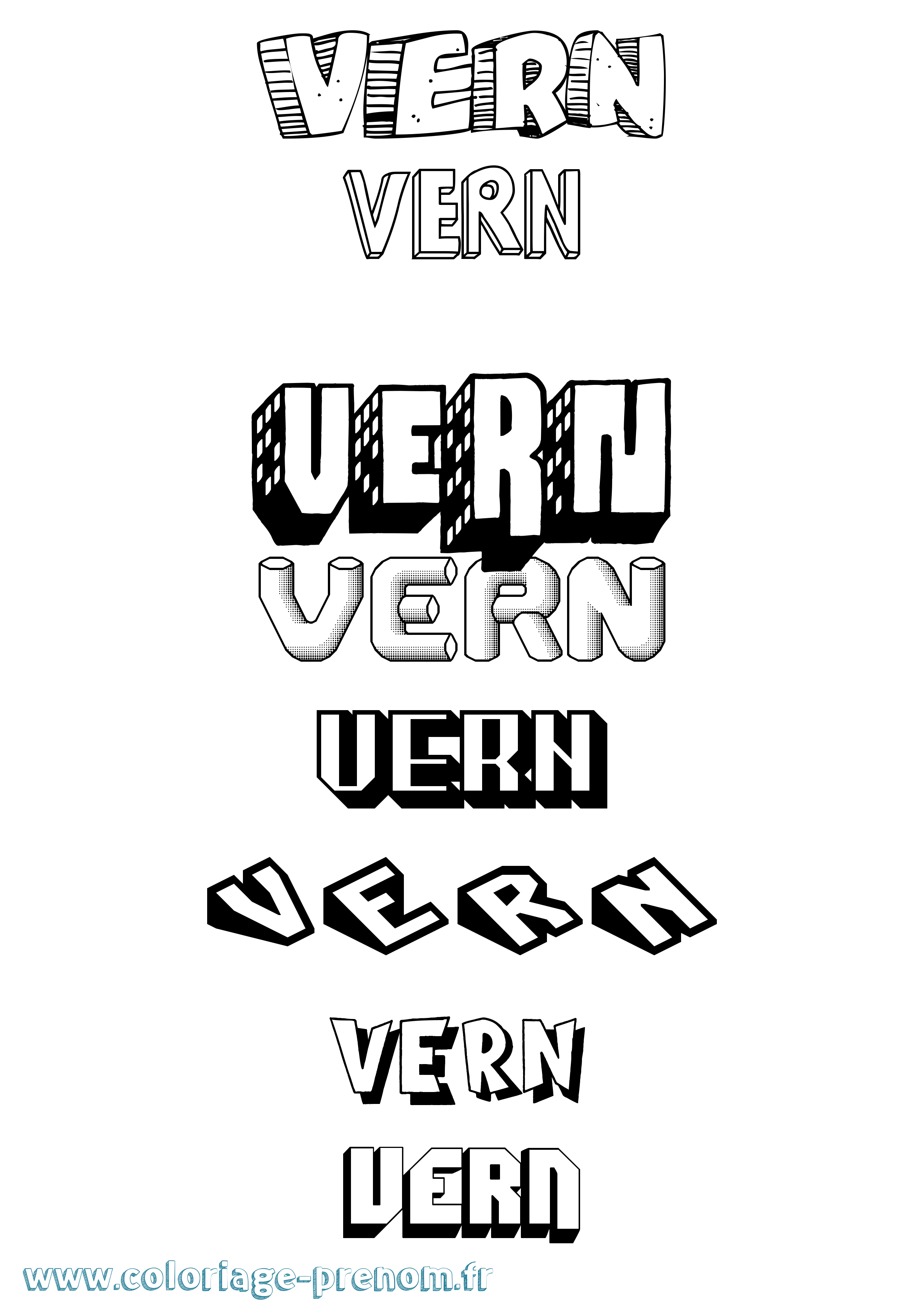 Coloriage Vern Effet 3D Coloriage prénom Vern Effet 3D