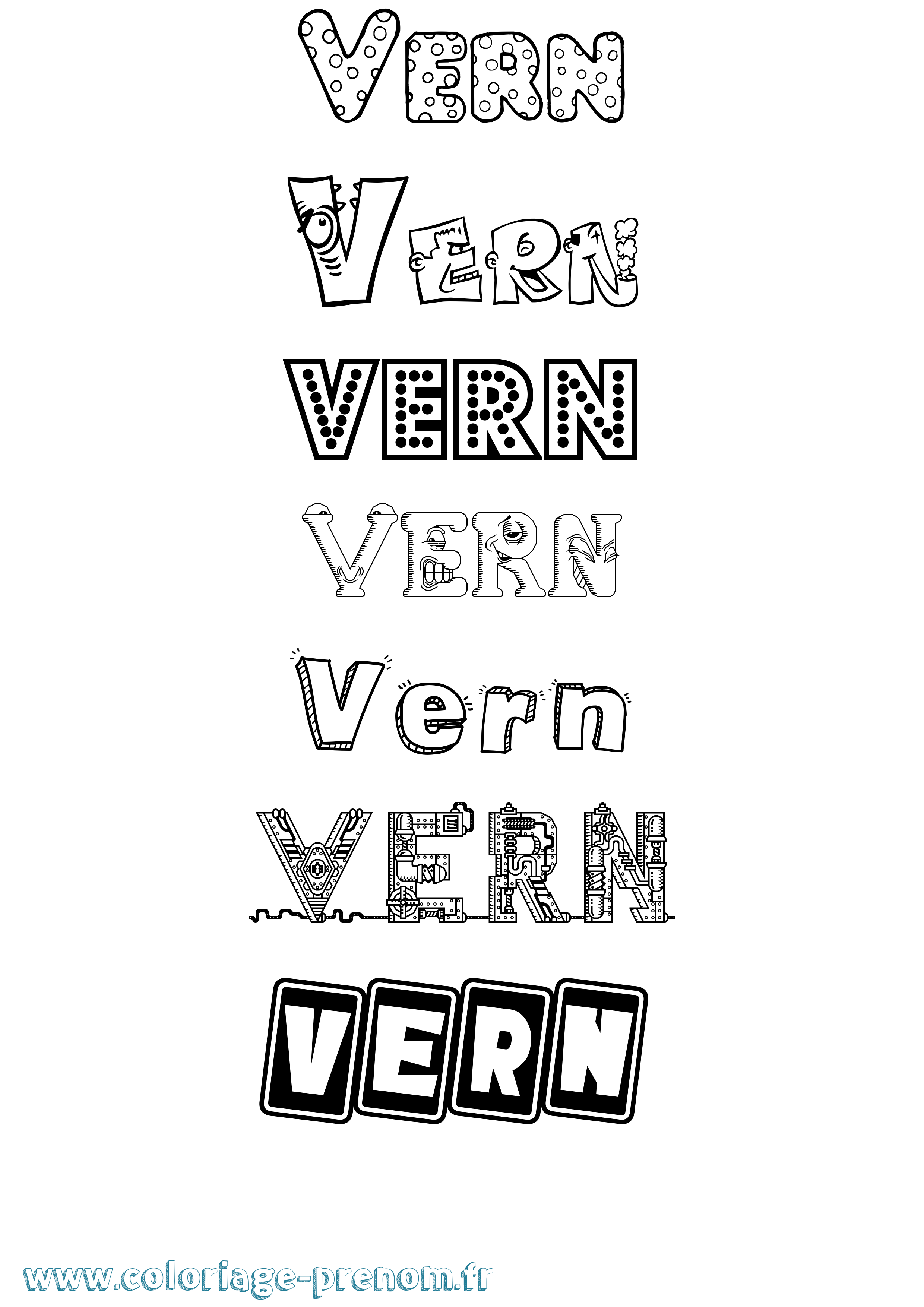 Coloriage Vern Fun Coloriage prénom Vern Fun