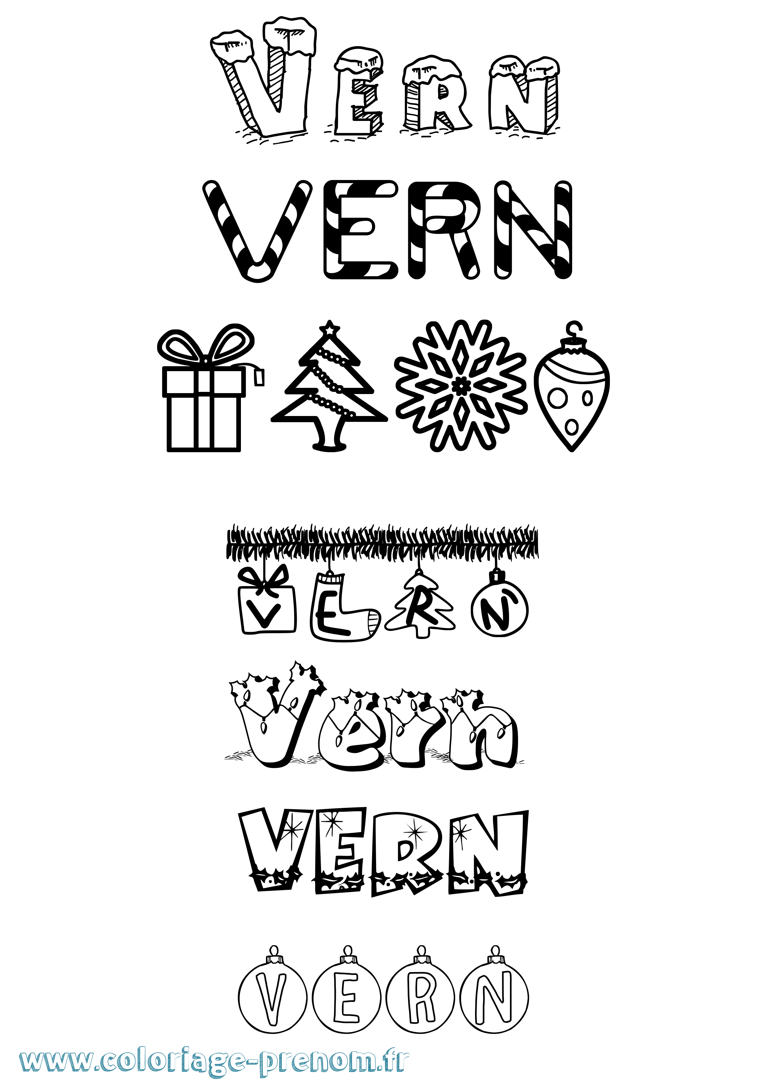 Coloriage Vern Noël Coloriage prénom Vern Noël