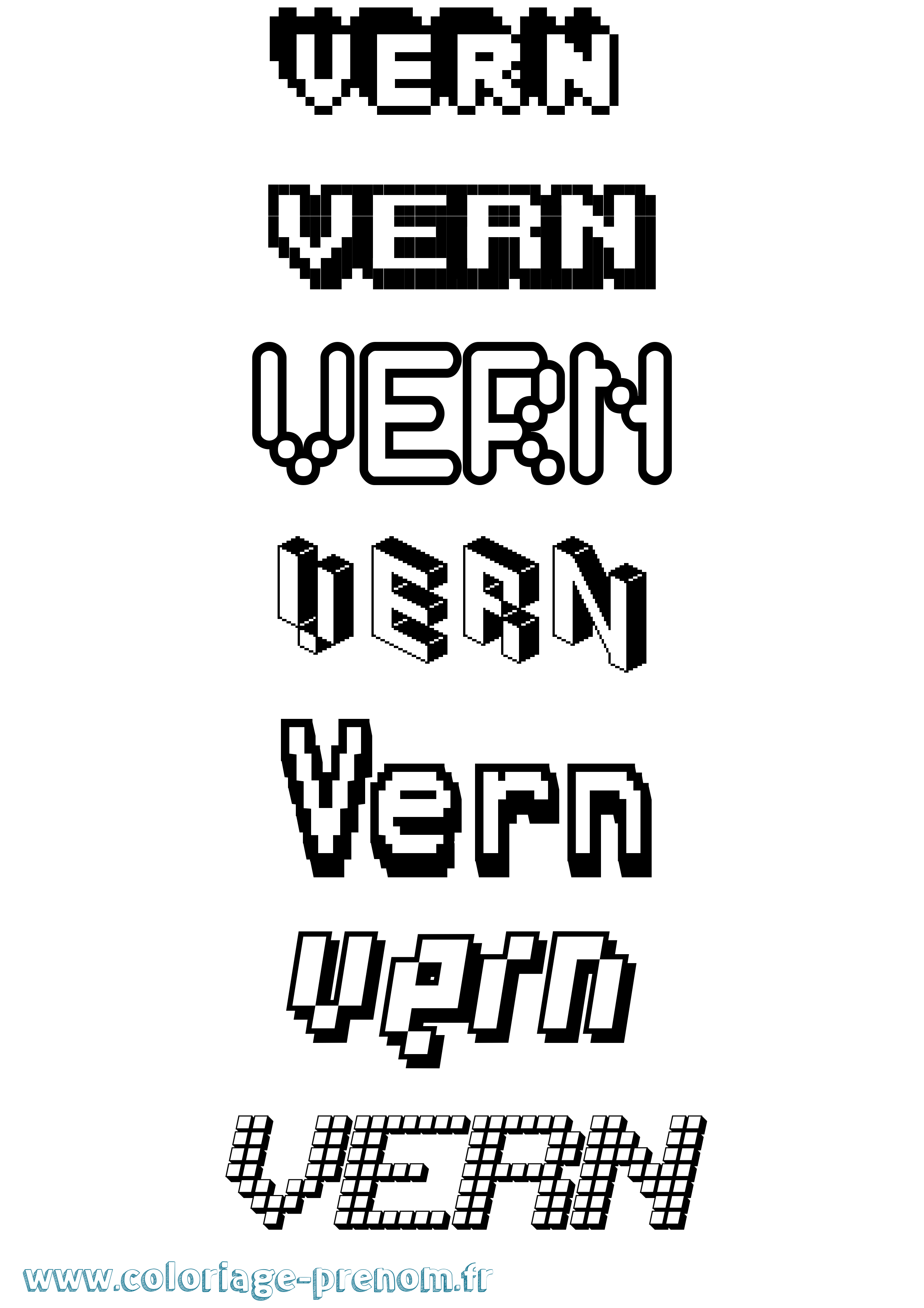Coloriage Vern Pixel Coloriage prénom Vern Pixel