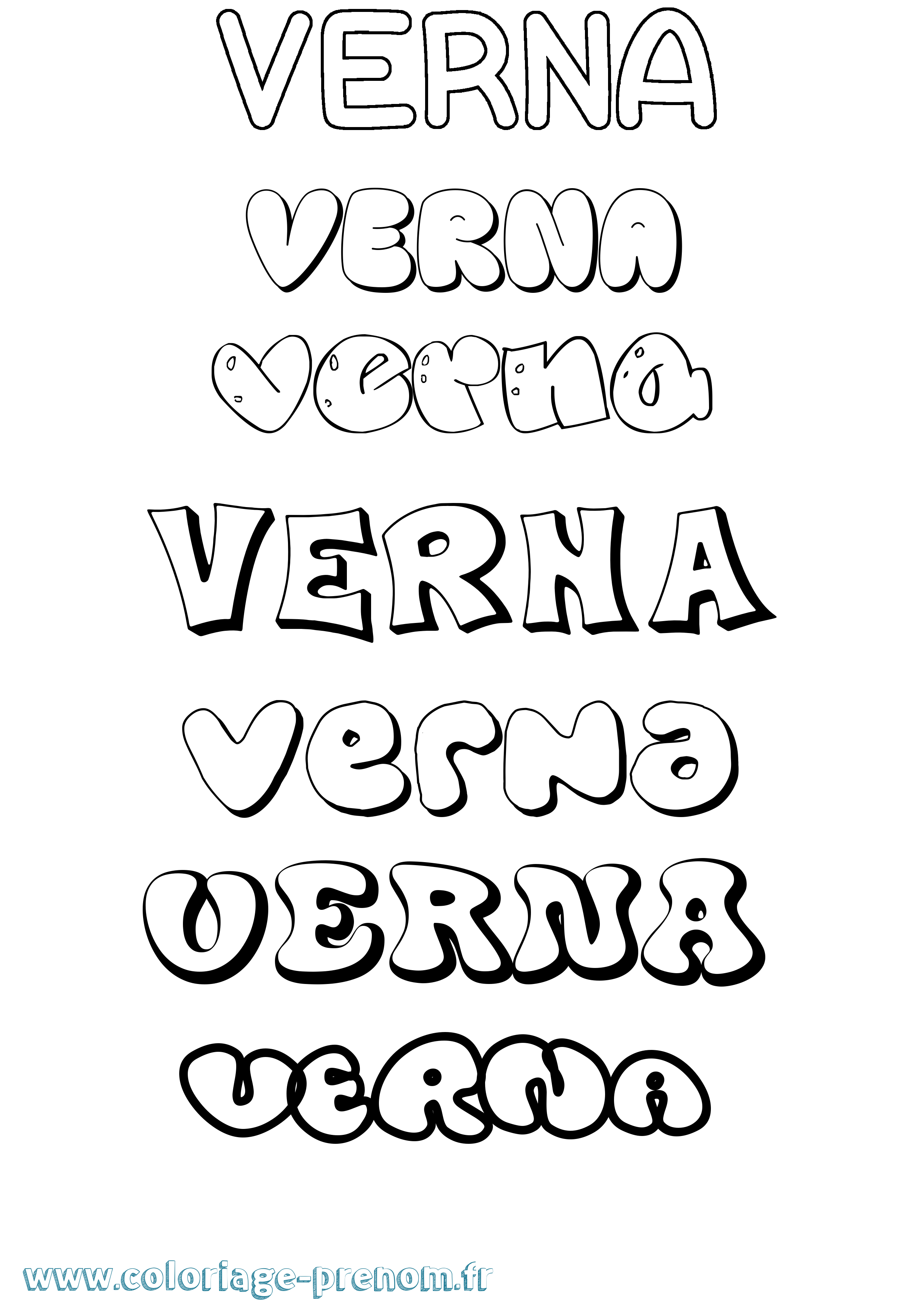 Coloriage Verna Bubble Coloriage prénom Verna Bubble