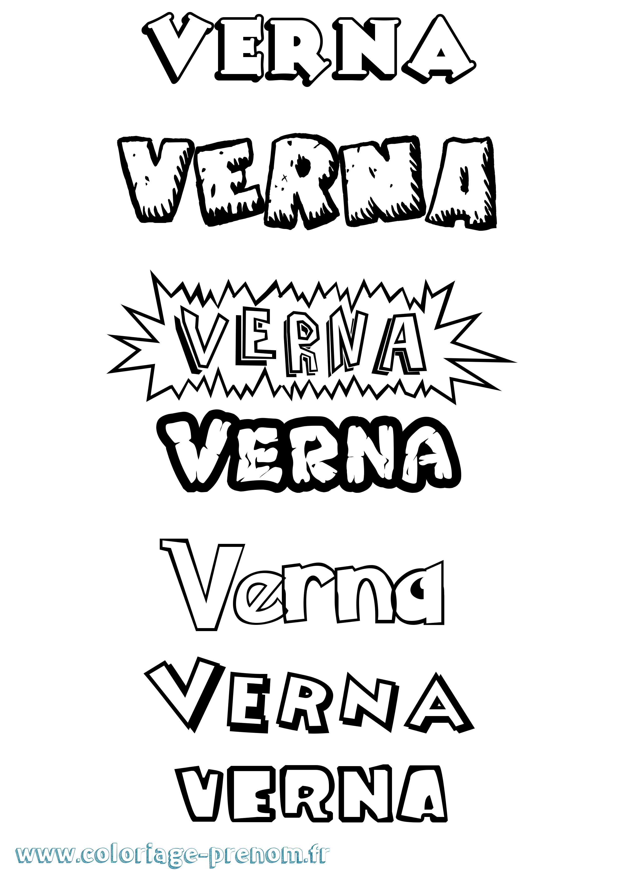 Coloriage Verna Dessin Animé Coloriage prénom Verna Dessin Animé