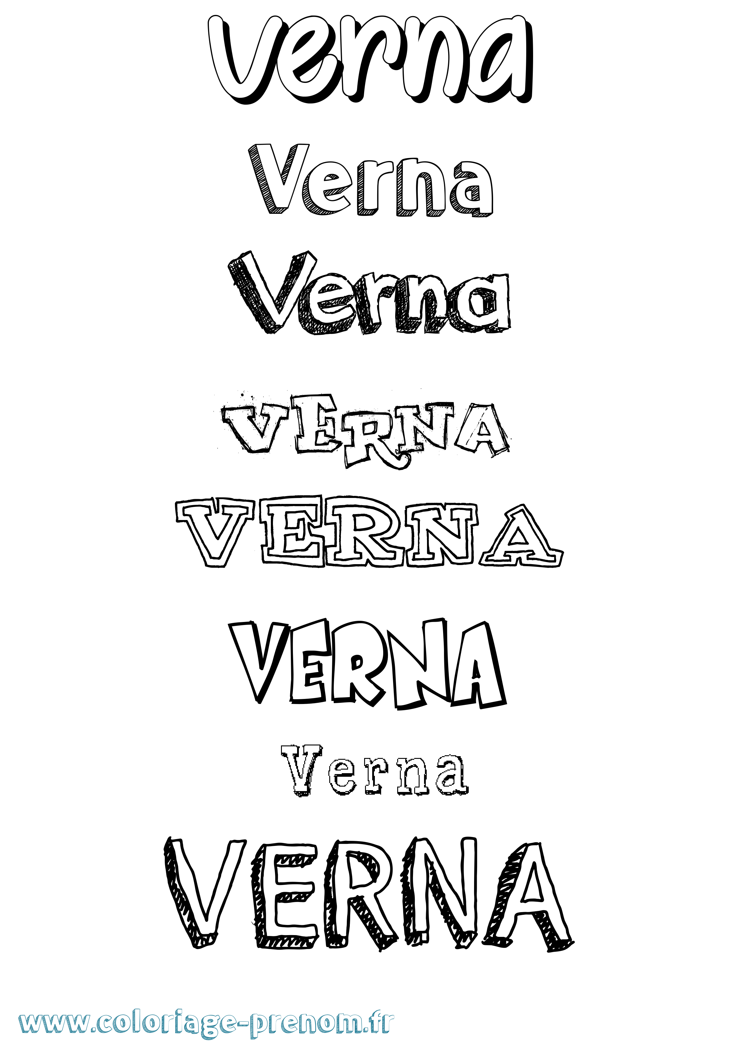 Coloriage Verna Dessiné Coloriage prénom Verna Dessiné
