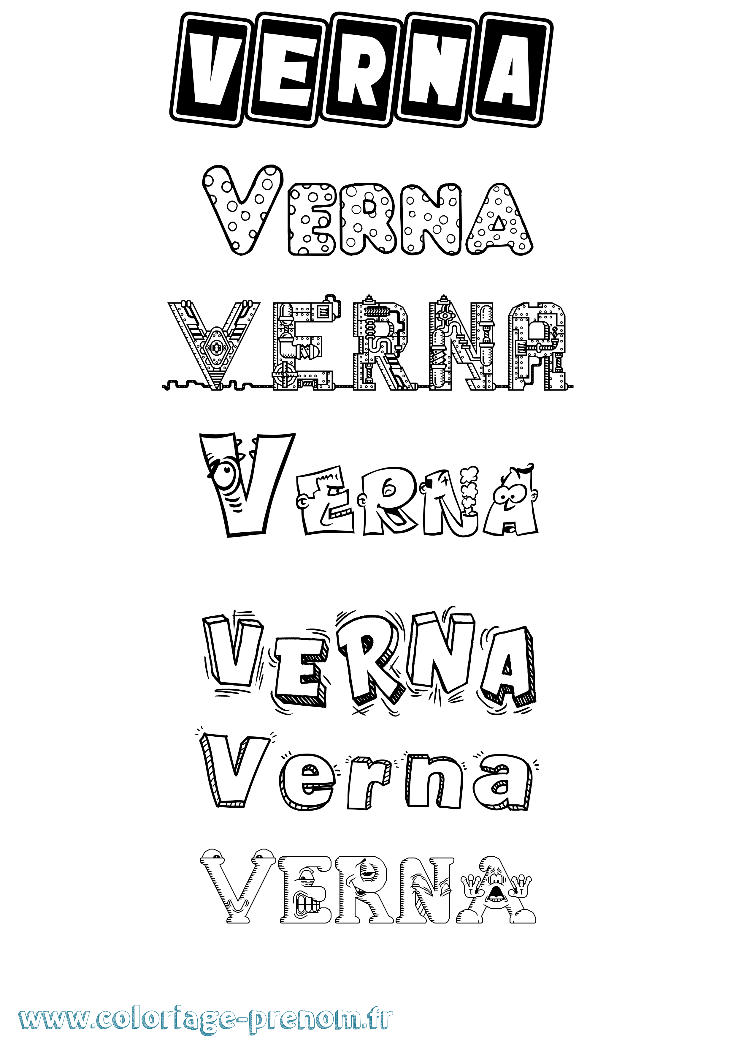 Coloriage Verna Fun Coloriage prénom Verna Fun