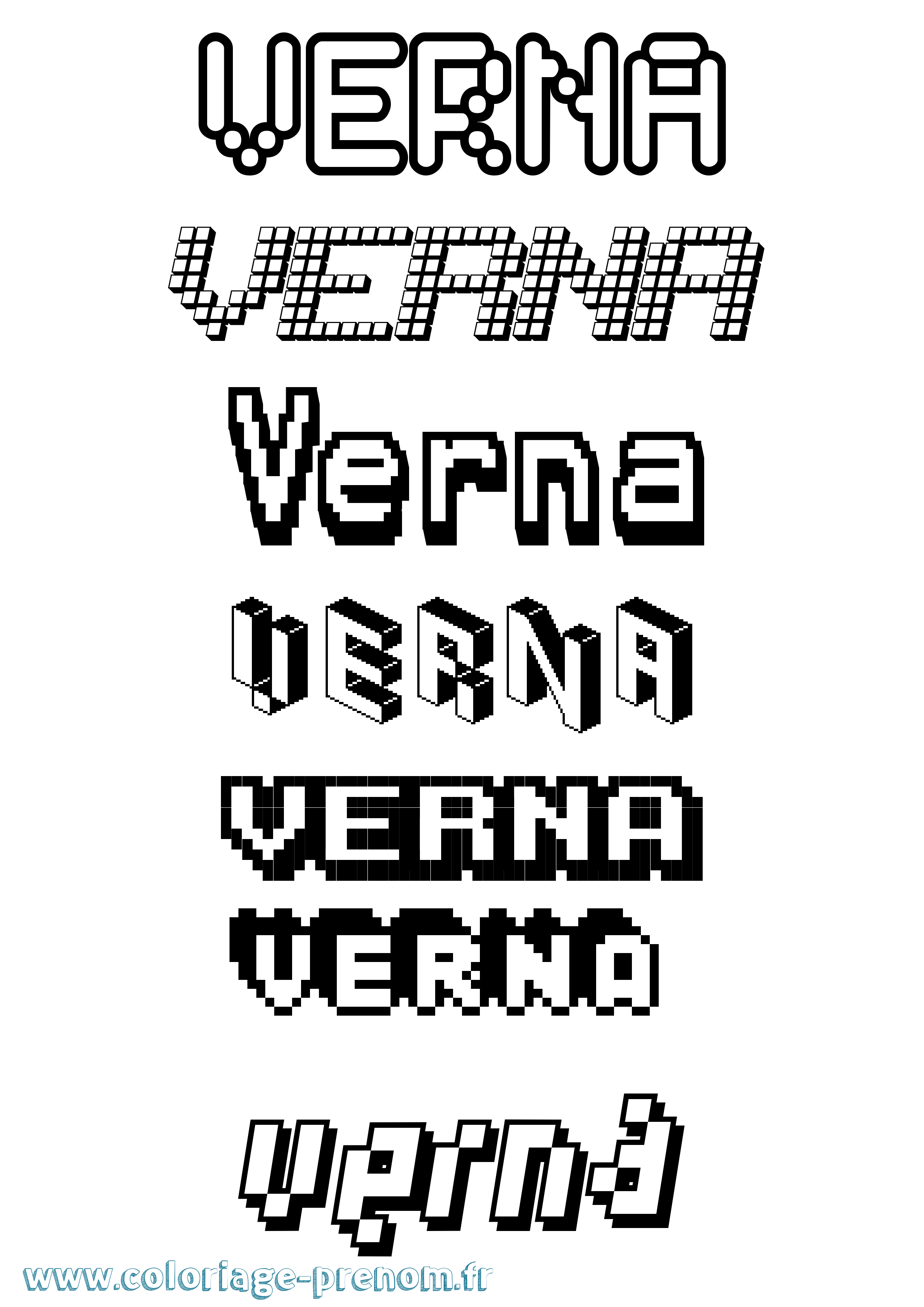 Coloriage Verna Pixel Coloriage prénom Verna Pixel