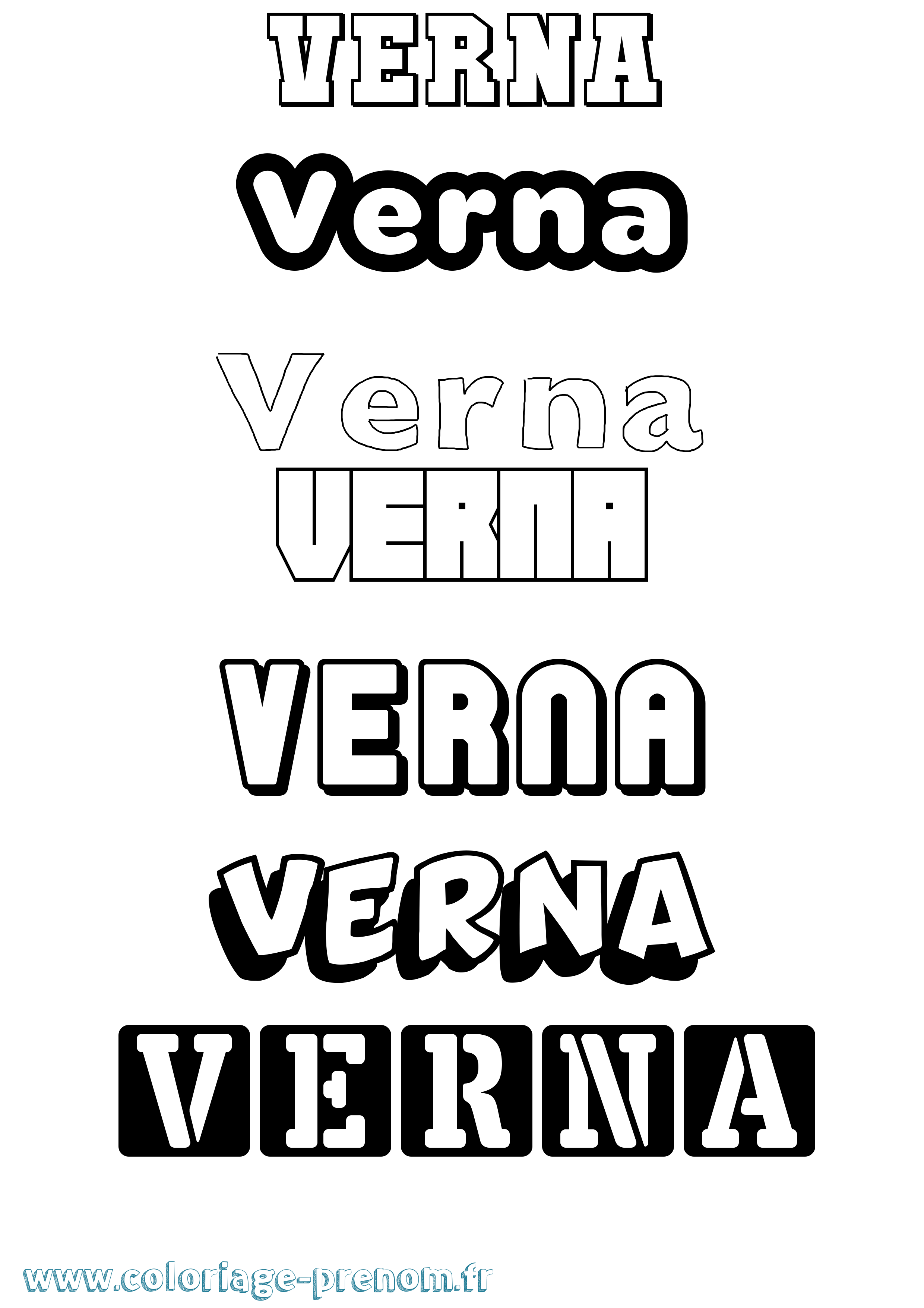 Coloriage Verna Simple Coloriage prénom Verna Simple