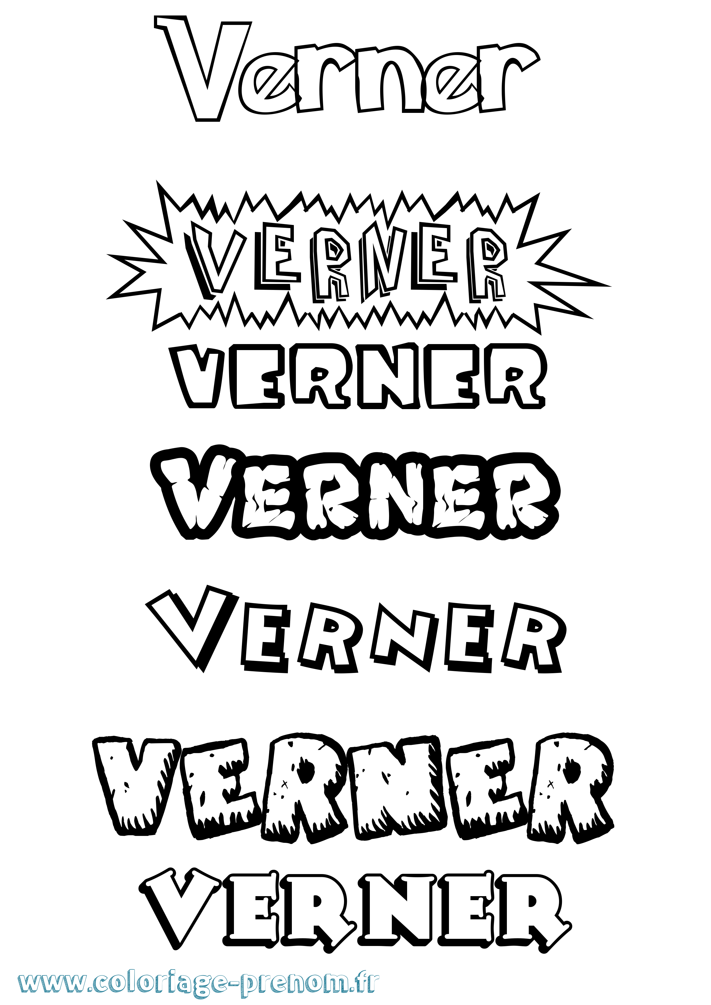 Coloriage Verner Dessin Animé Coloriage prénom Verner Dessin Animé
