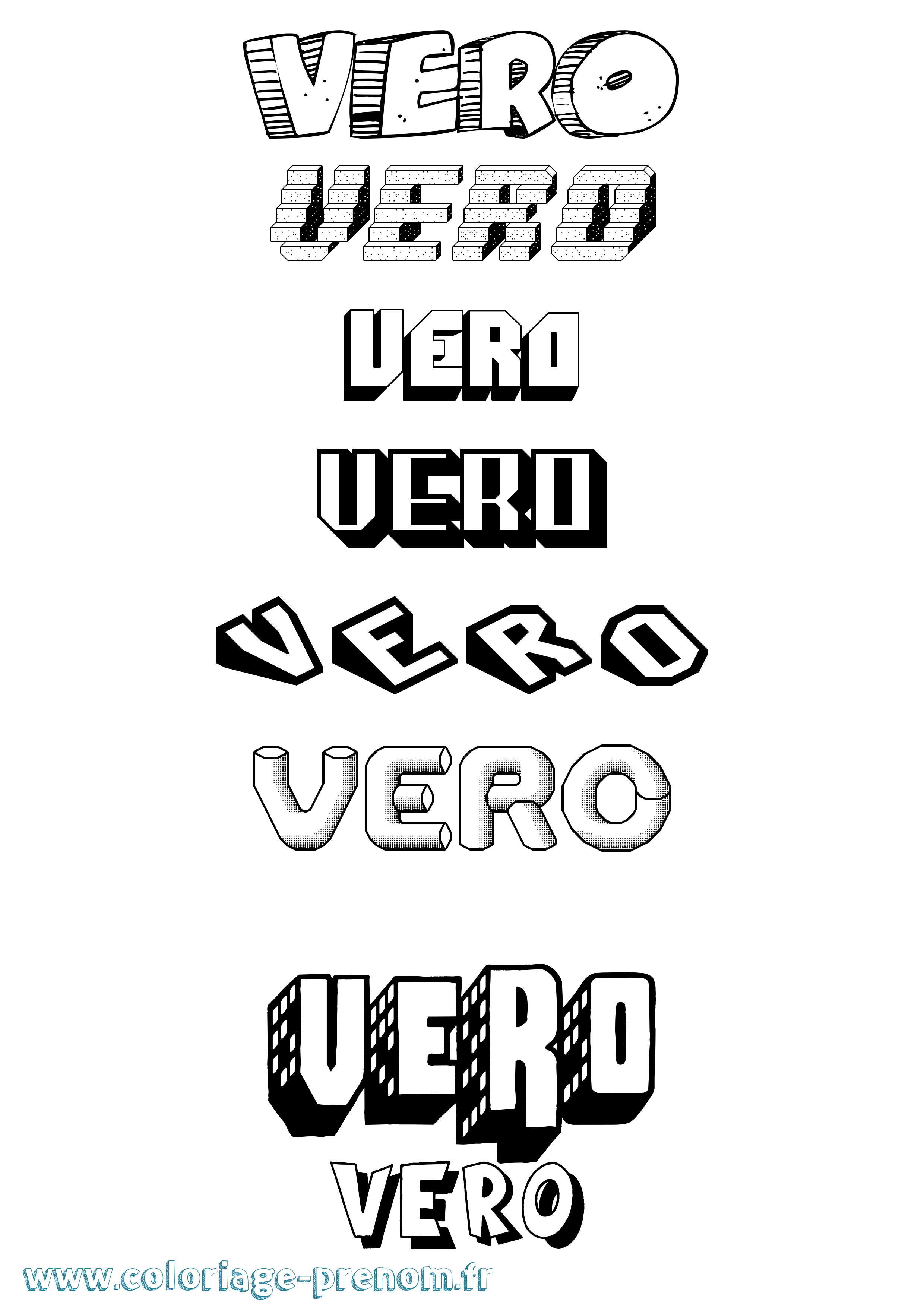 Coloriage Vero Effet 3D Coloriage prénom Vero Effet 3D