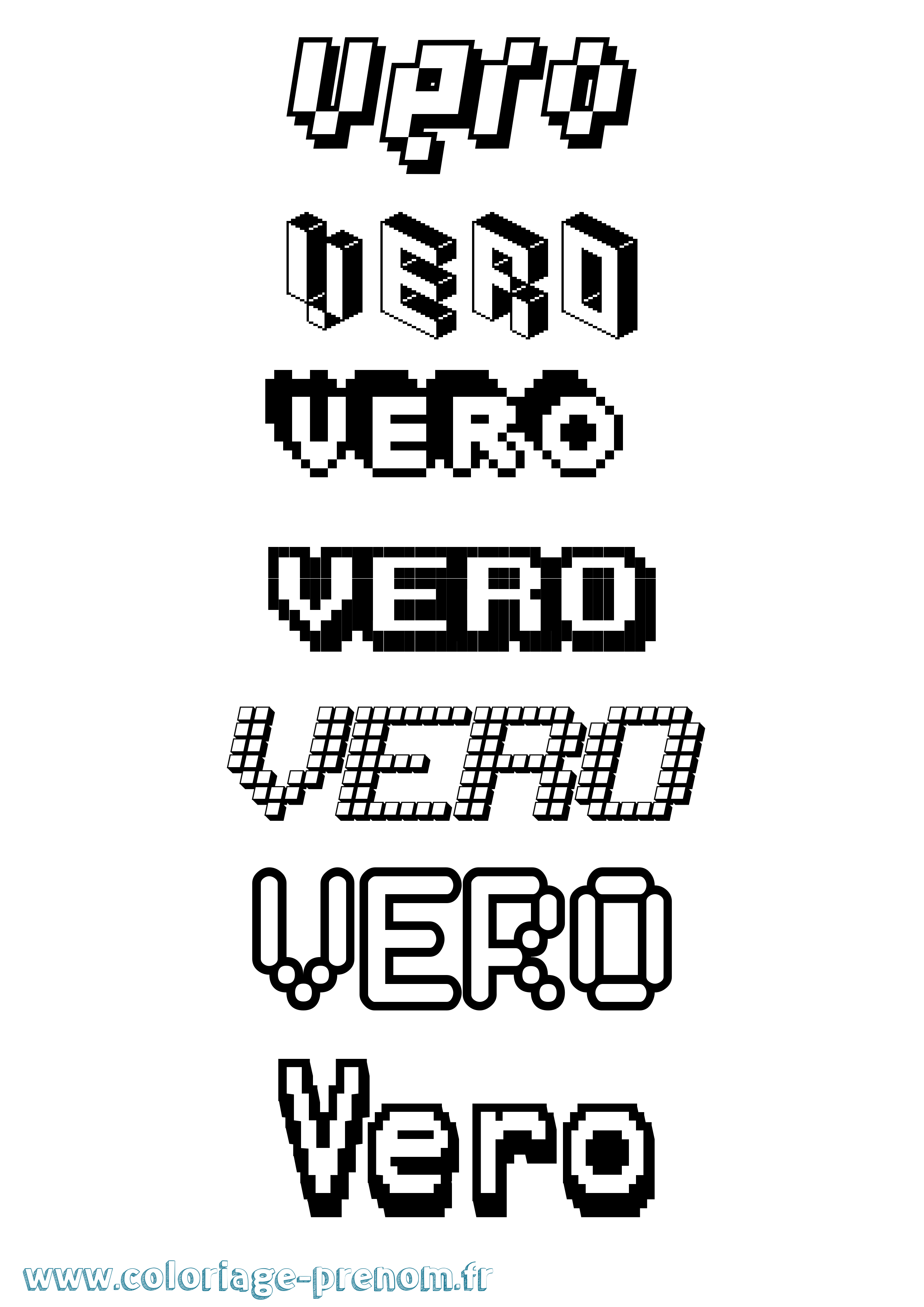 Coloriage Vero Pixel Coloriage prénom Vero Pixel
