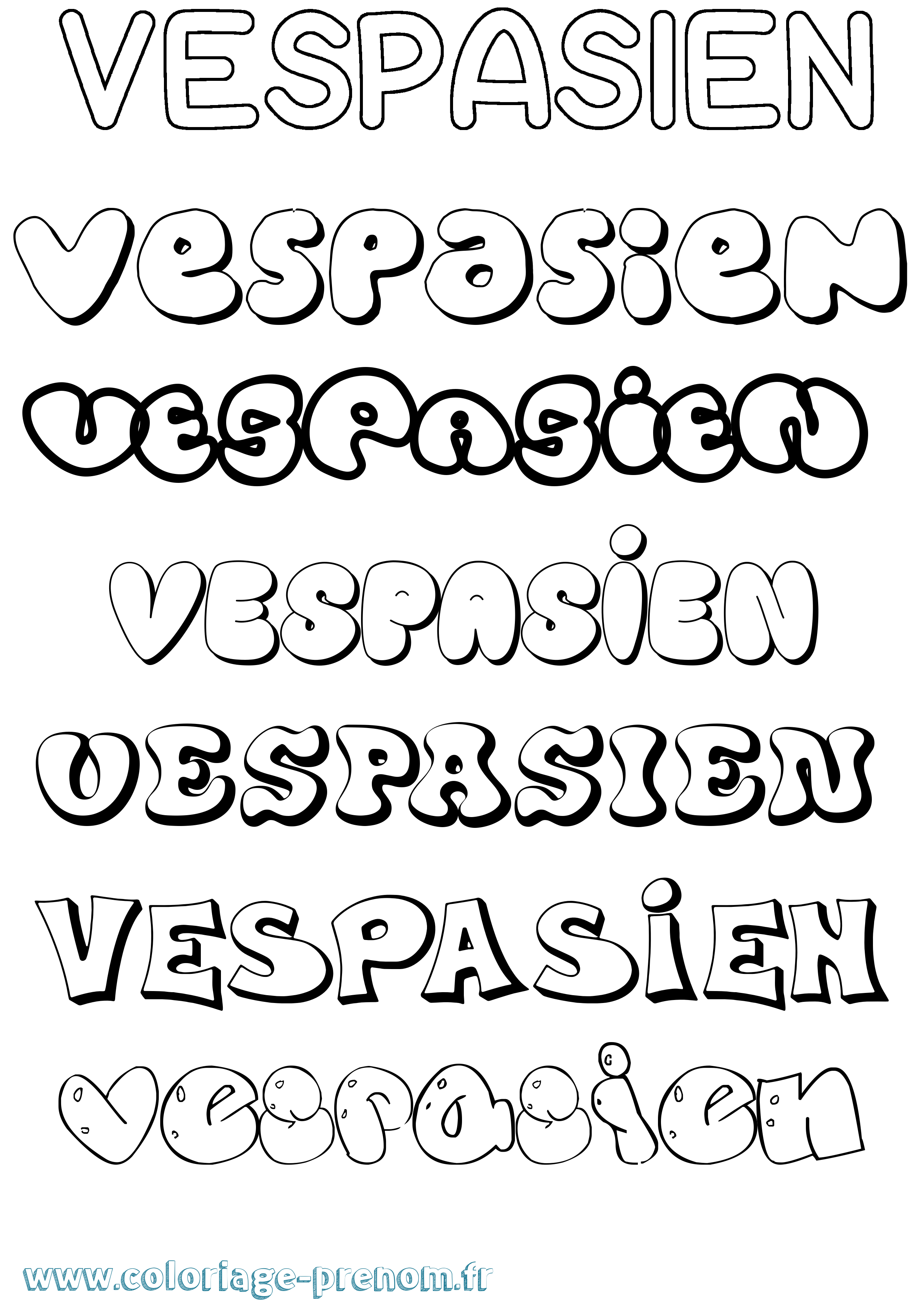 Coloriage Vespasien Bubble Coloriage prénom Vespasien Bubble