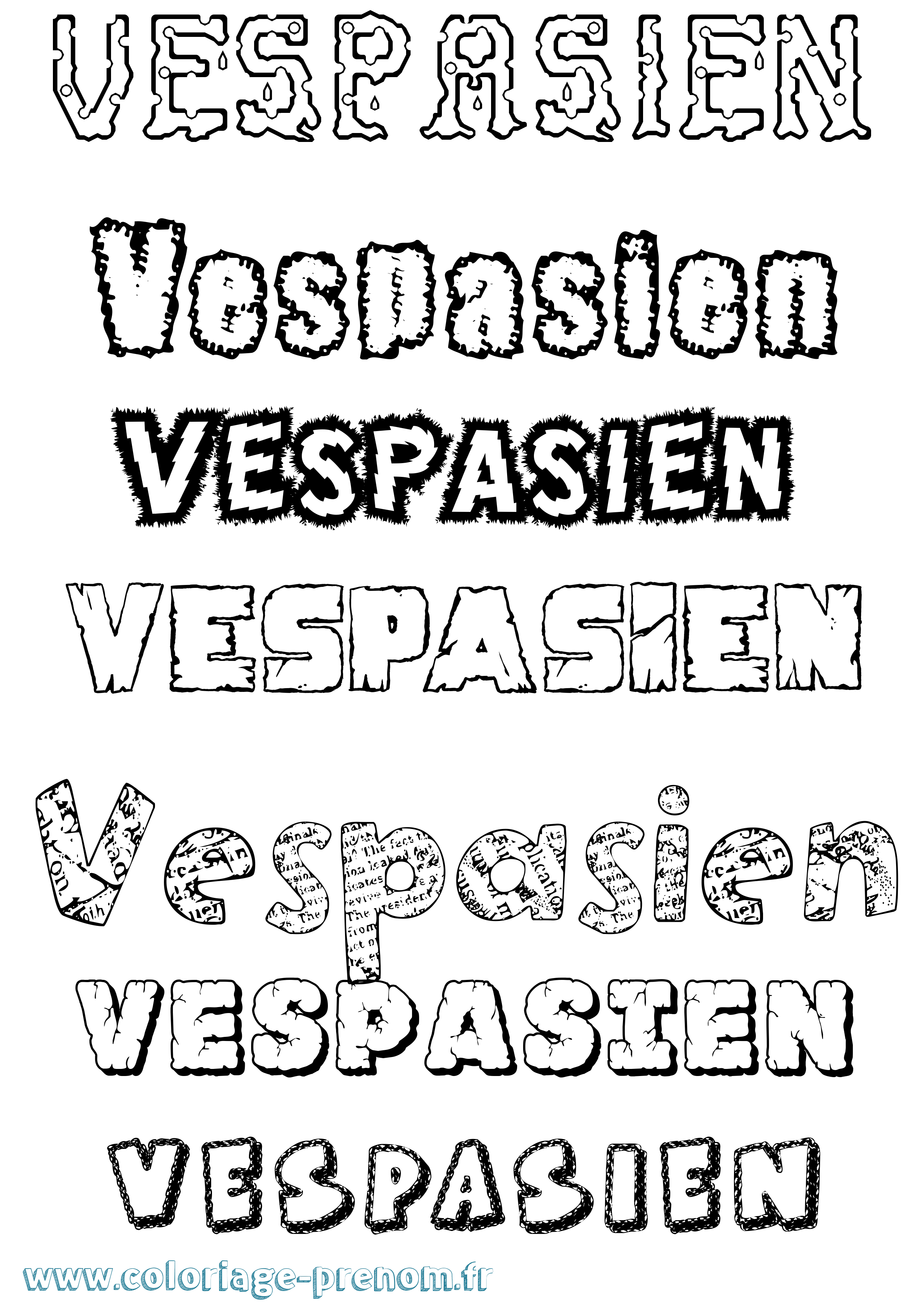 Coloriage Vespasien Destructuré Coloriage prénom Vespasien Destructuré