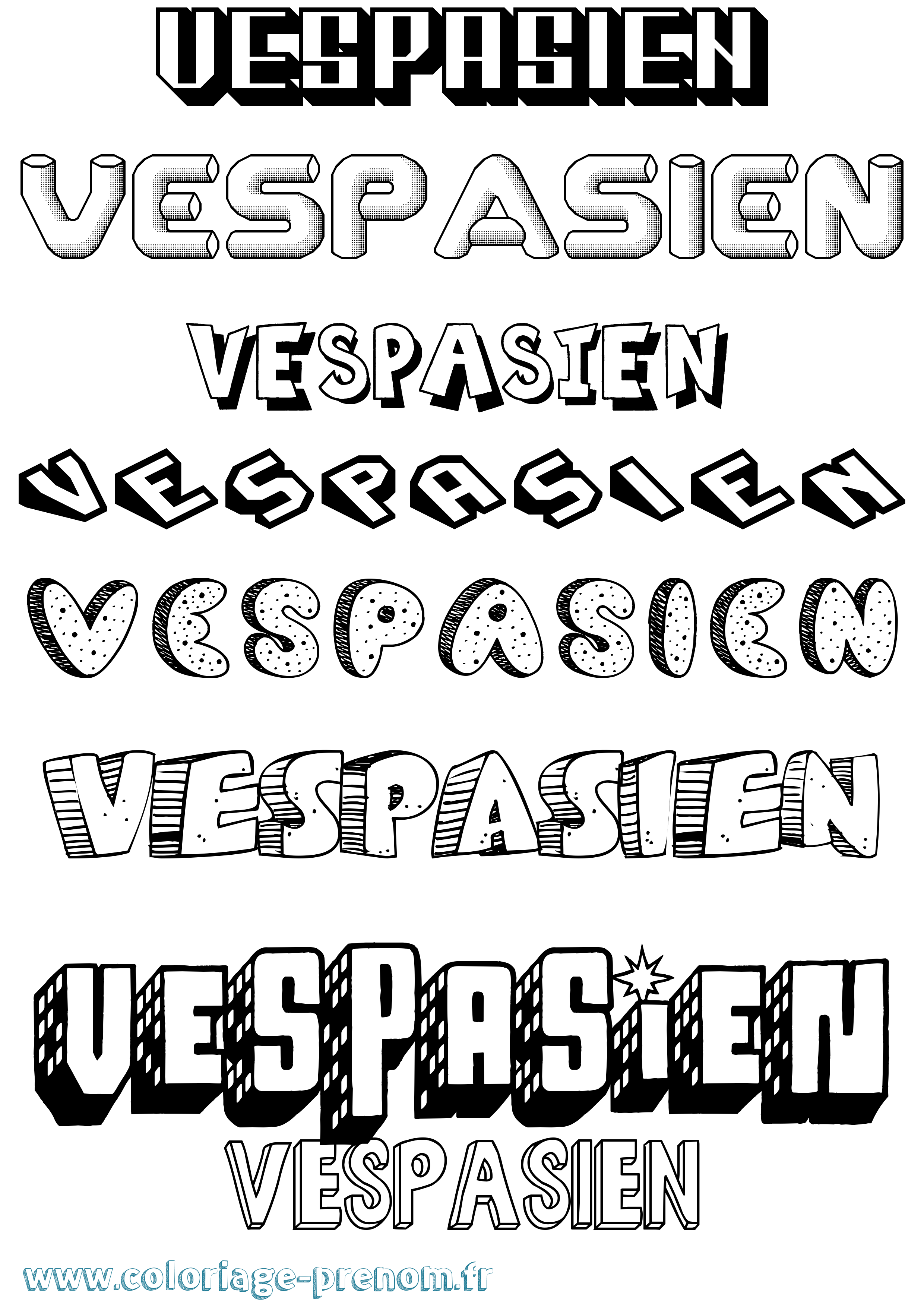 Coloriage Vespasien Effet 3D Coloriage prénom Vespasien Effet 3D