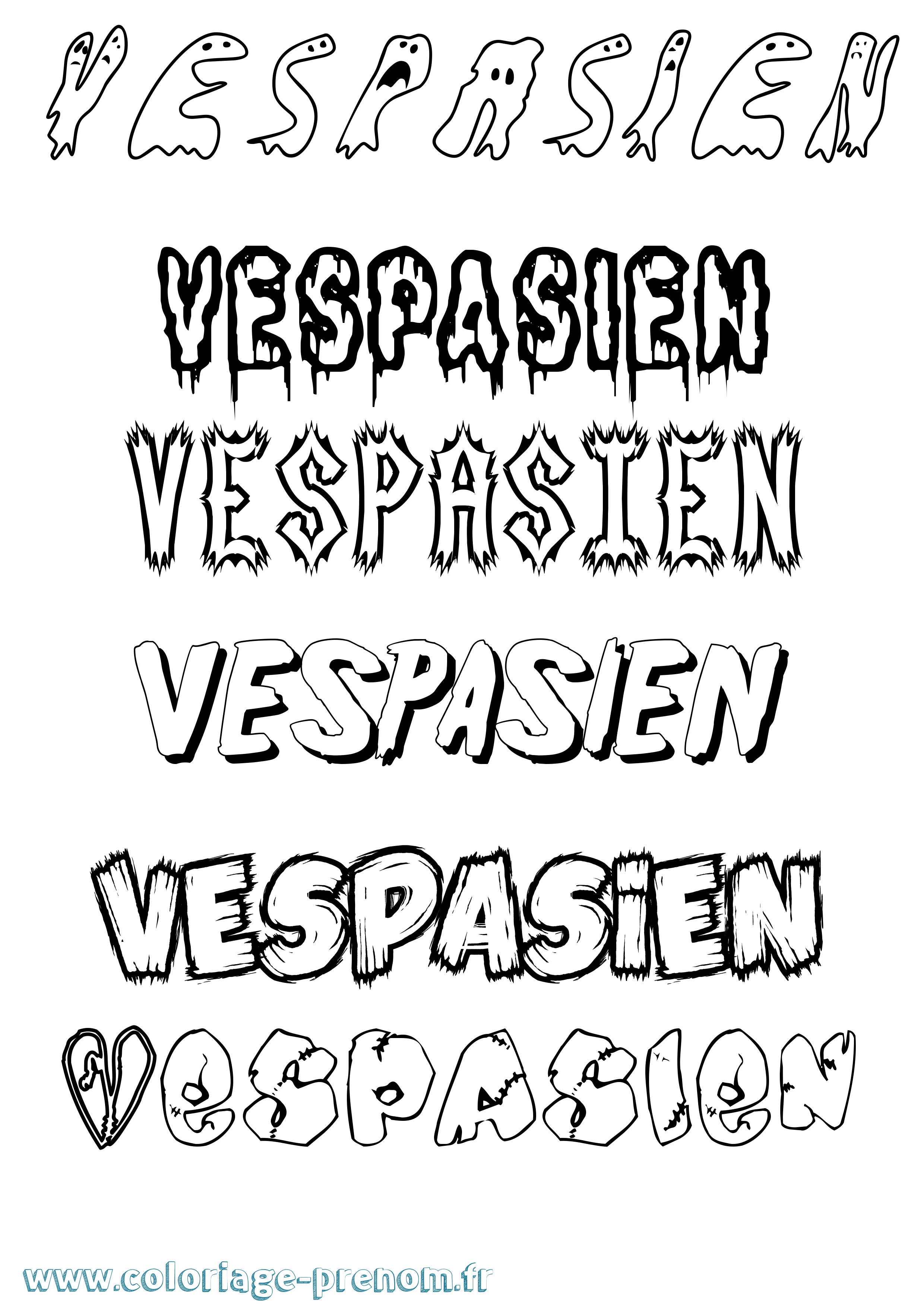 Coloriage Vespasien Frisson Coloriage prénom Vespasien Frisson