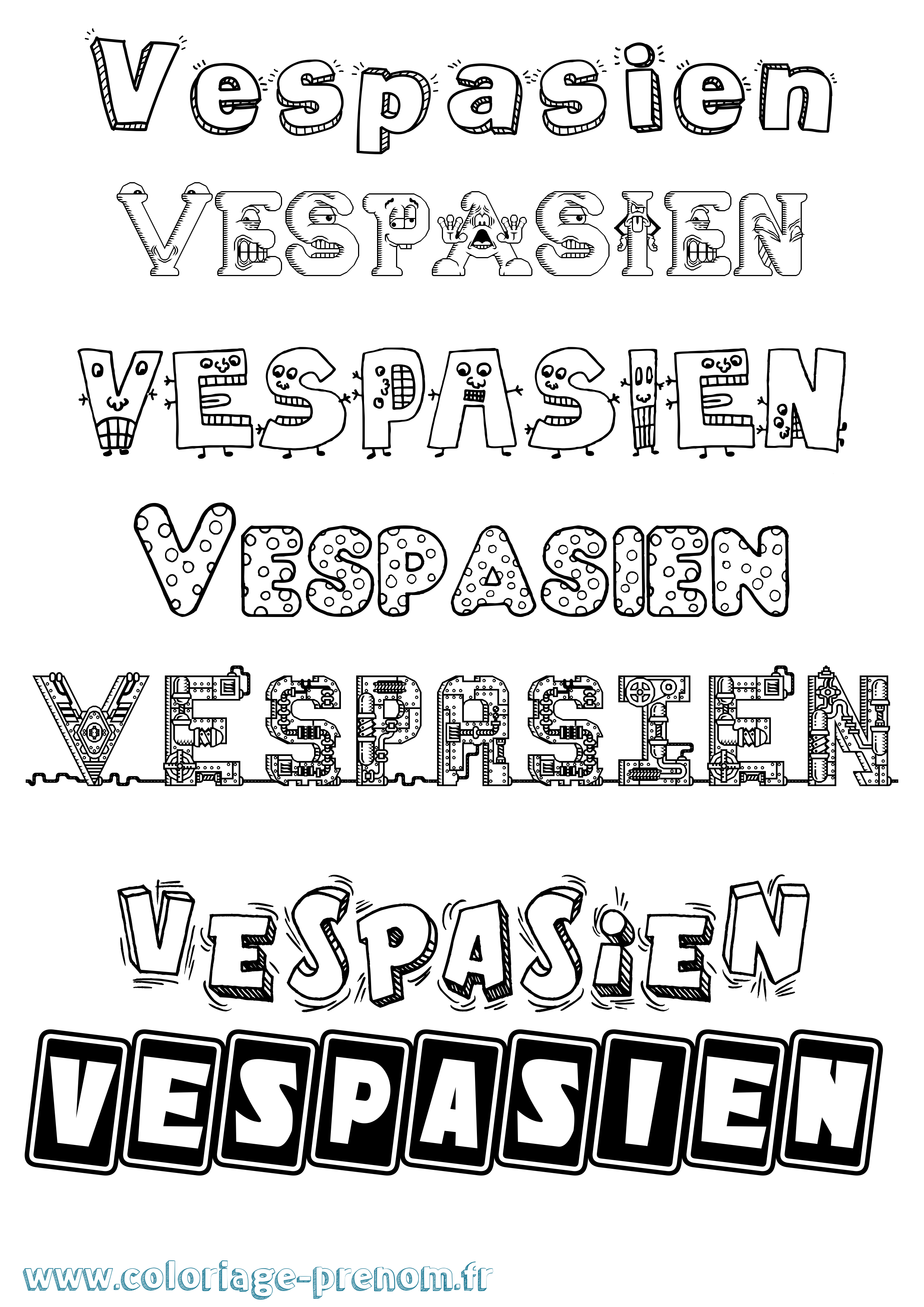 Coloriage Vespasien Fun Coloriage prénom Vespasien Fun