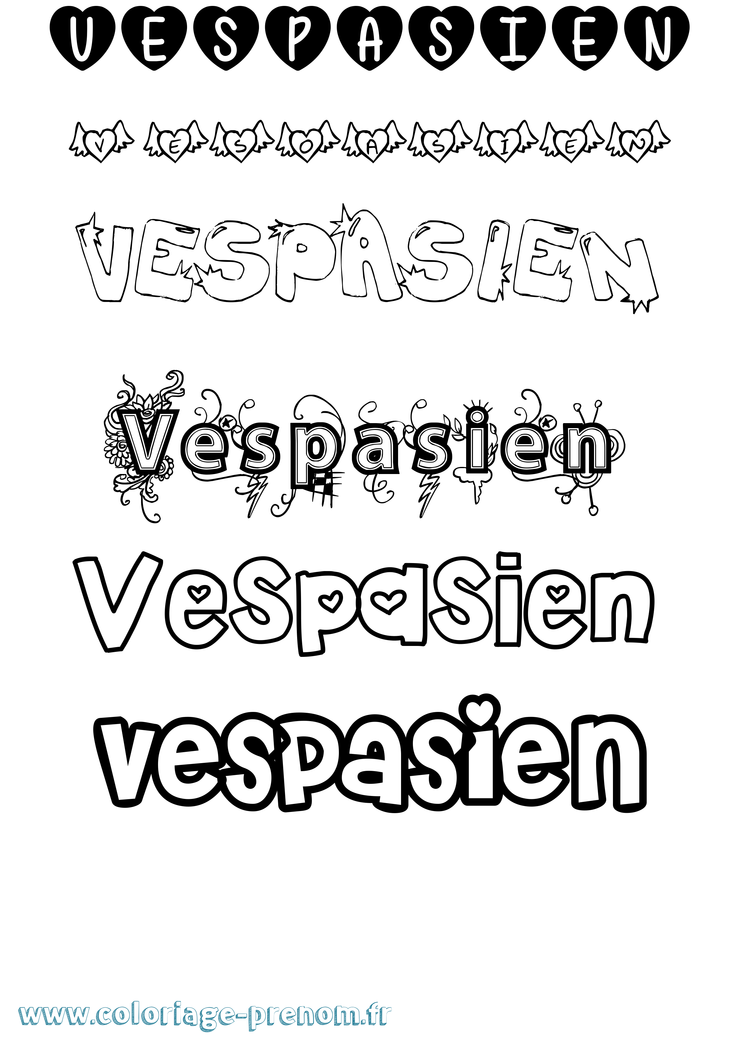 Coloriage Vespasien Girly Coloriage prénom Vespasien Girly