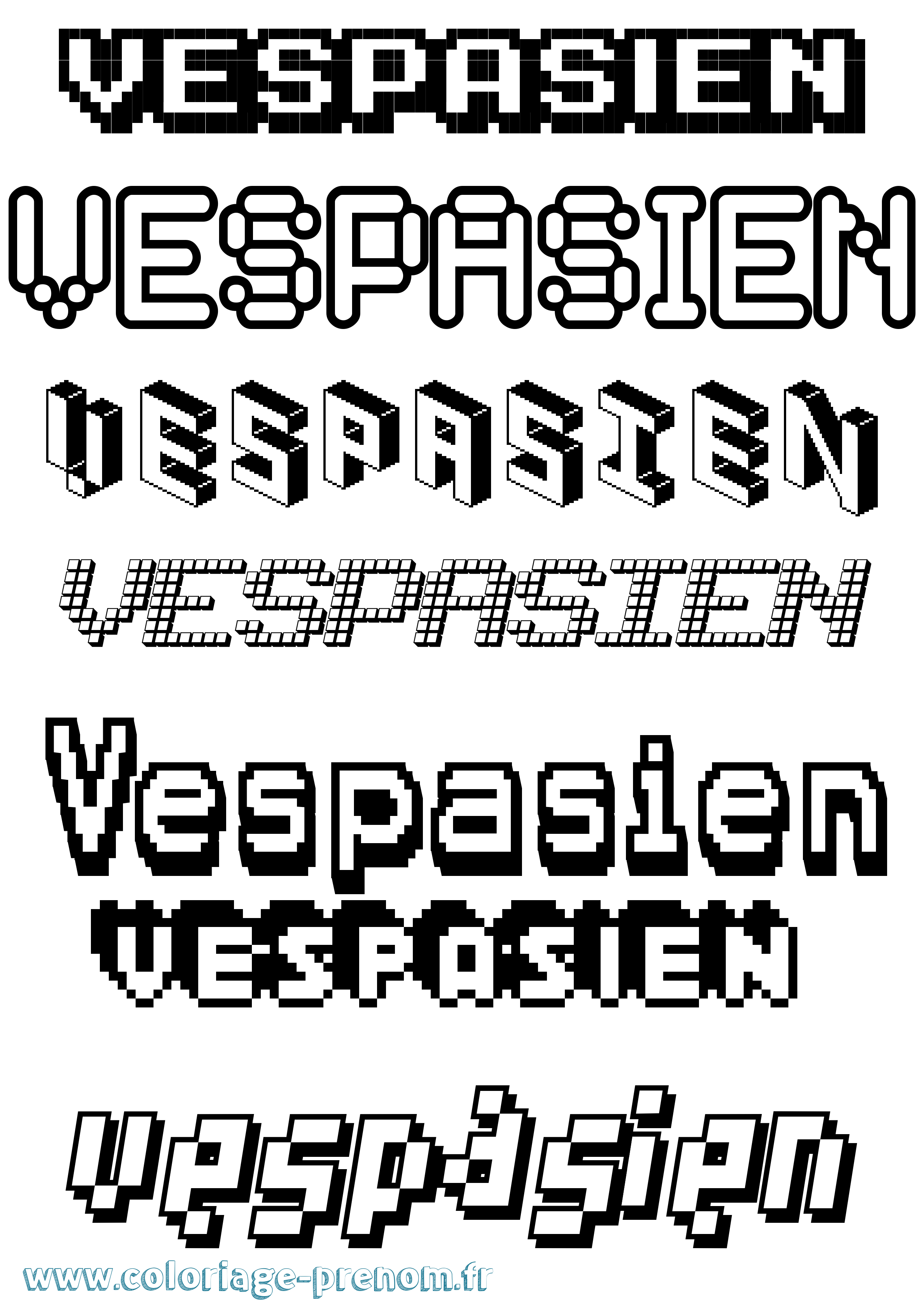 Coloriage Vespasien Pixel Coloriage prénom Vespasien Pixel