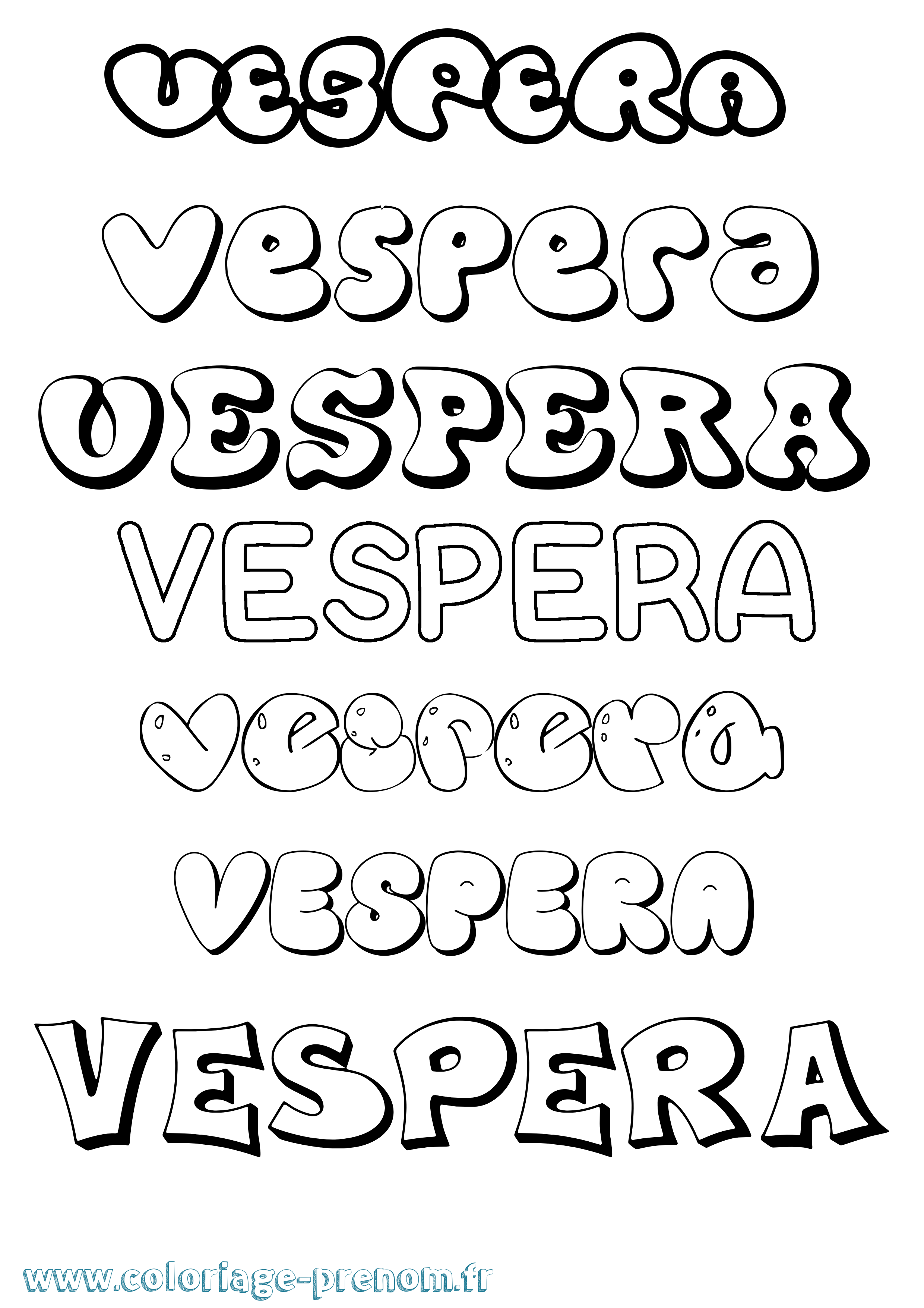 Coloriage Vespera Bubble Coloriage prénom Vespera Bubble