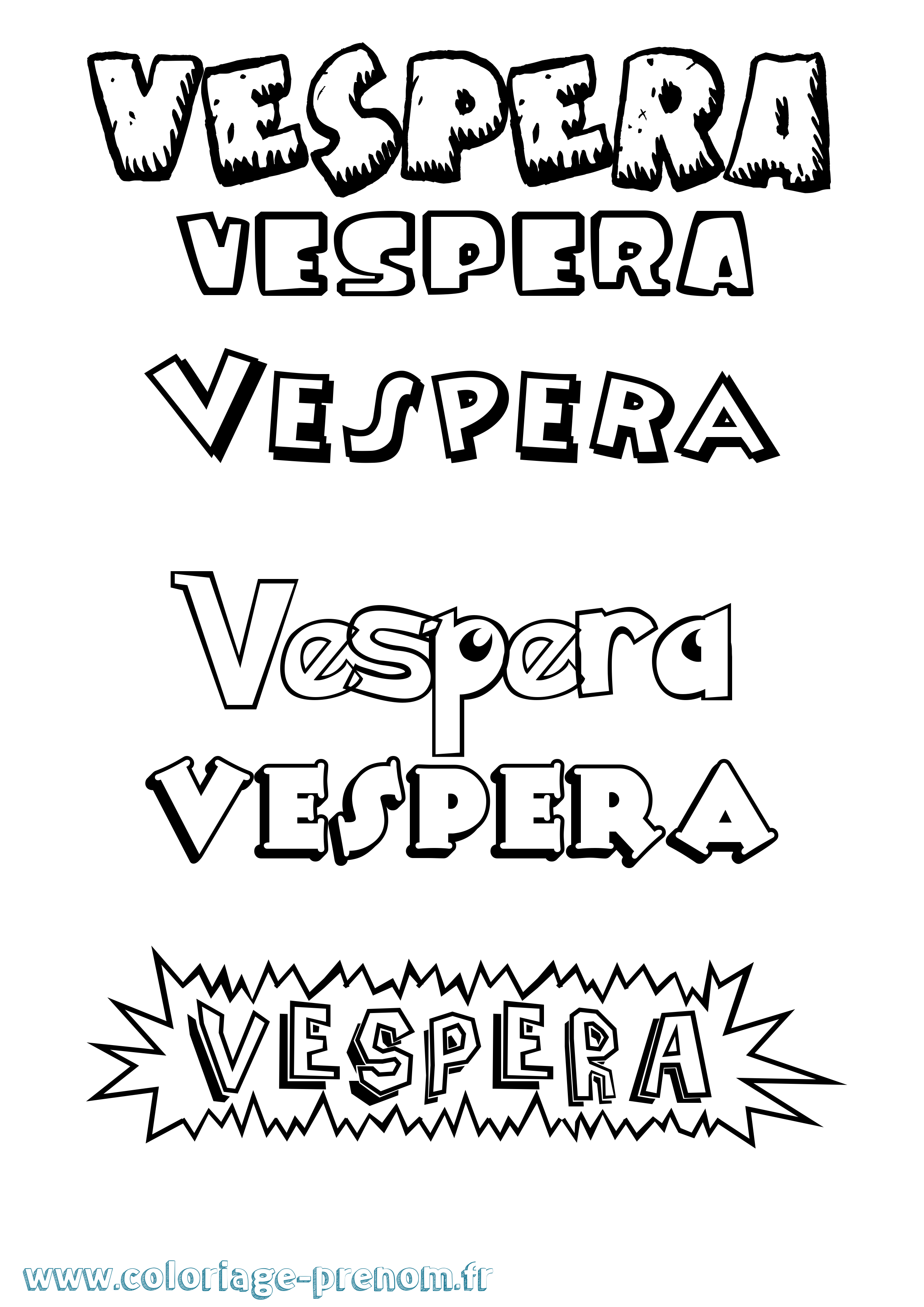 Coloriage Vespera Dessin Animé Coloriage prénom Vespera Dessin Animé
