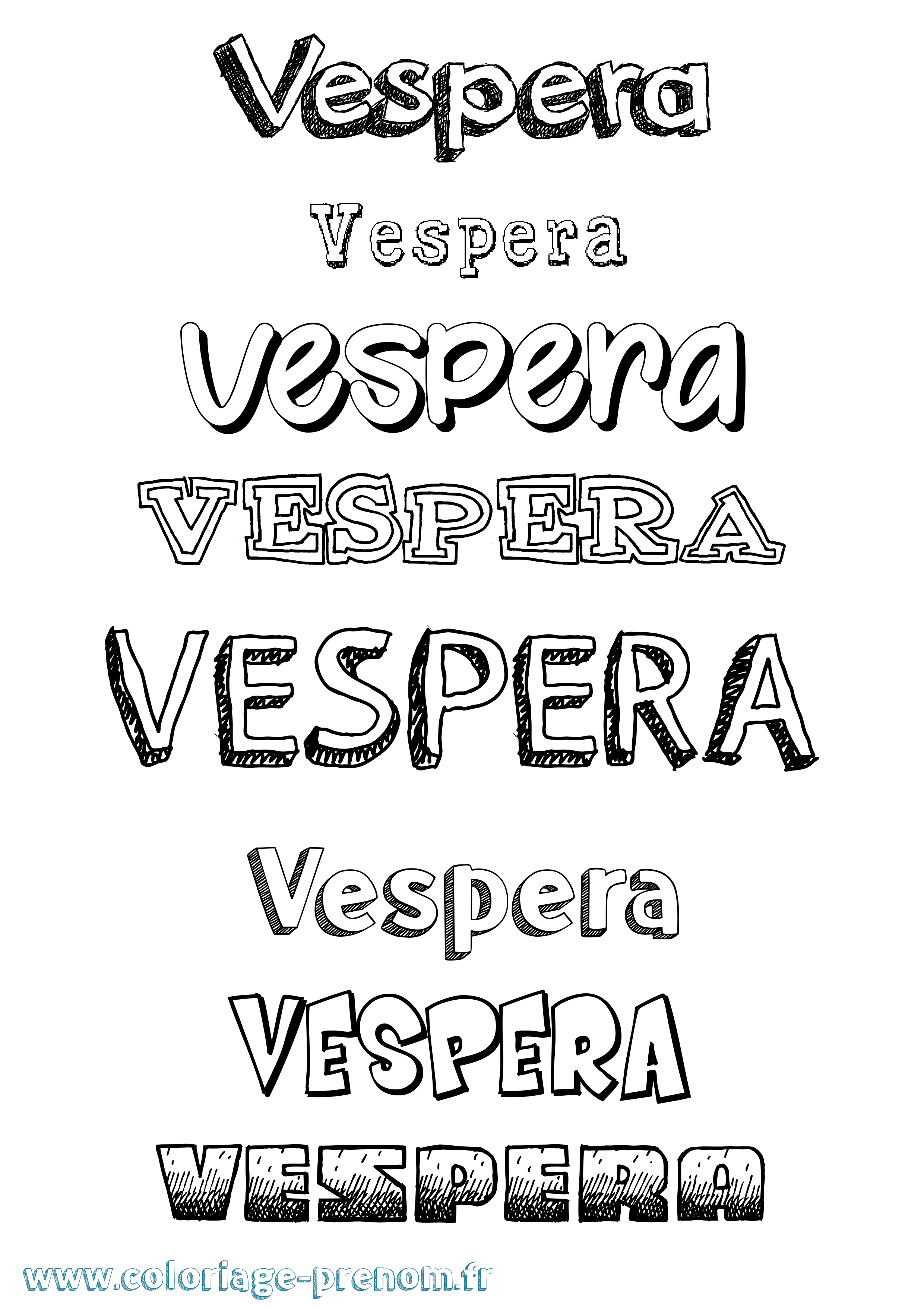 Coloriage Vespera Dessiné Coloriage prénom Vespera Dessiné