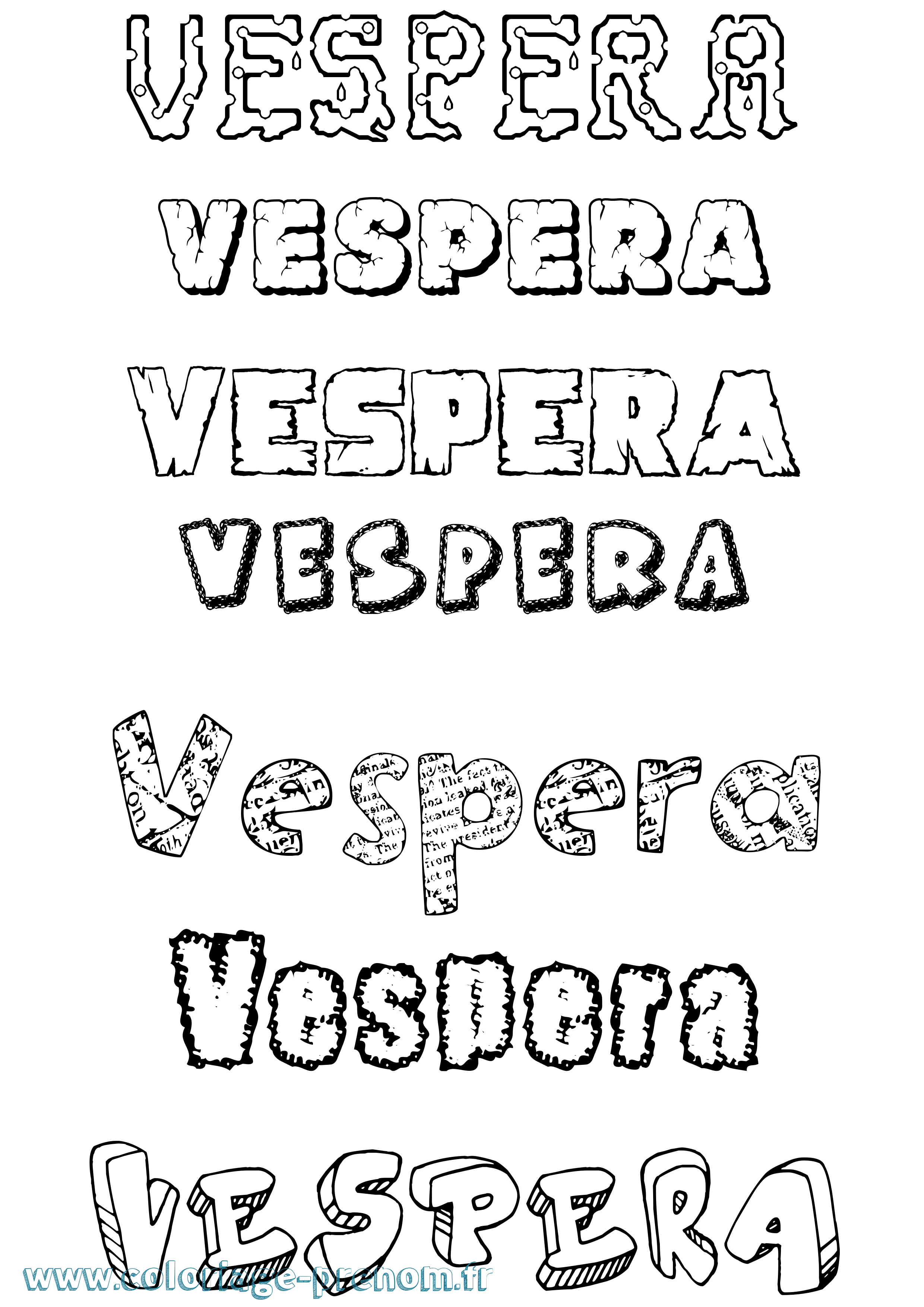 Coloriage Vespera Destructuré Coloriage prénom Vespera Destructuré