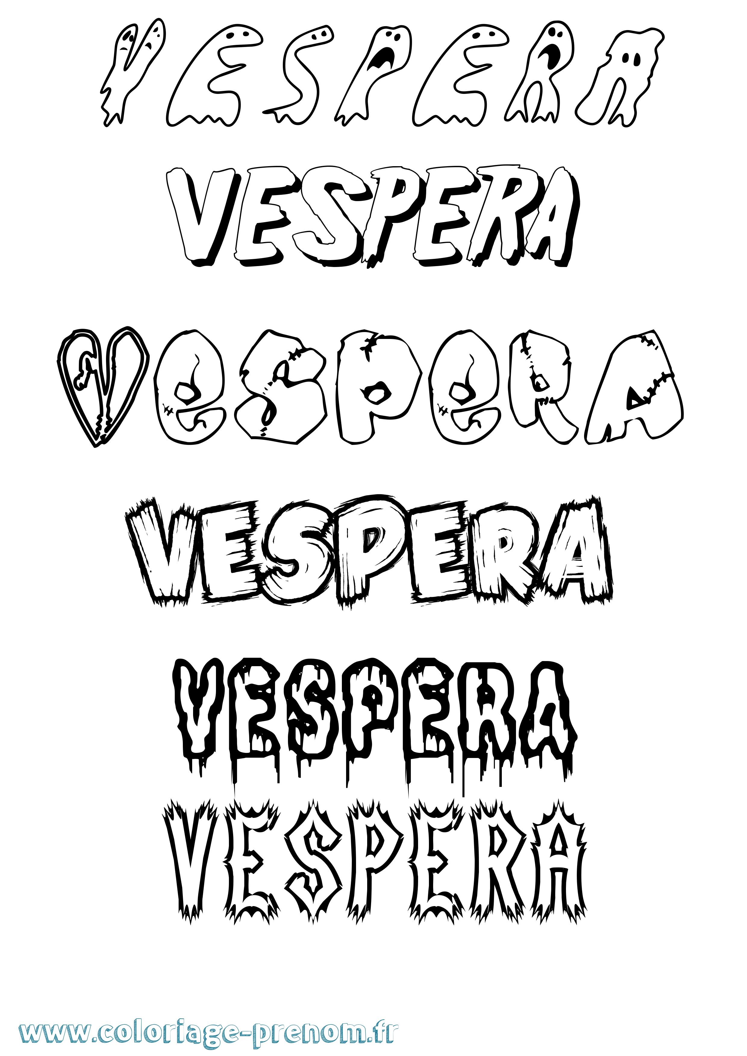 Coloriage Vespera Frisson Coloriage prénom Vespera Frisson